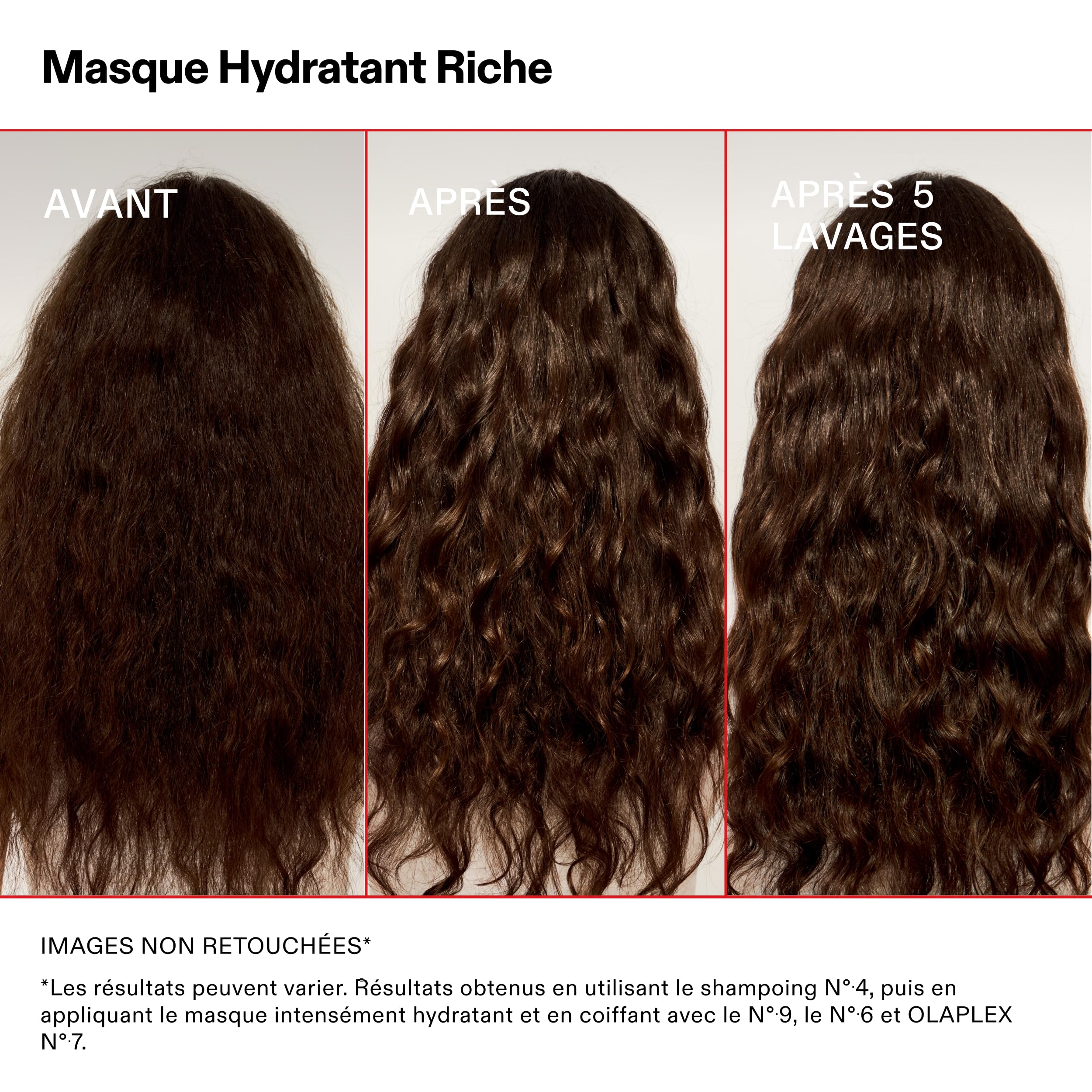 Olaplex Masque hydratant riche, Masque scellant les cuticules pour hydrater et contrôler les frisottis des cheveux secs ou de texture moyenne à épaisse