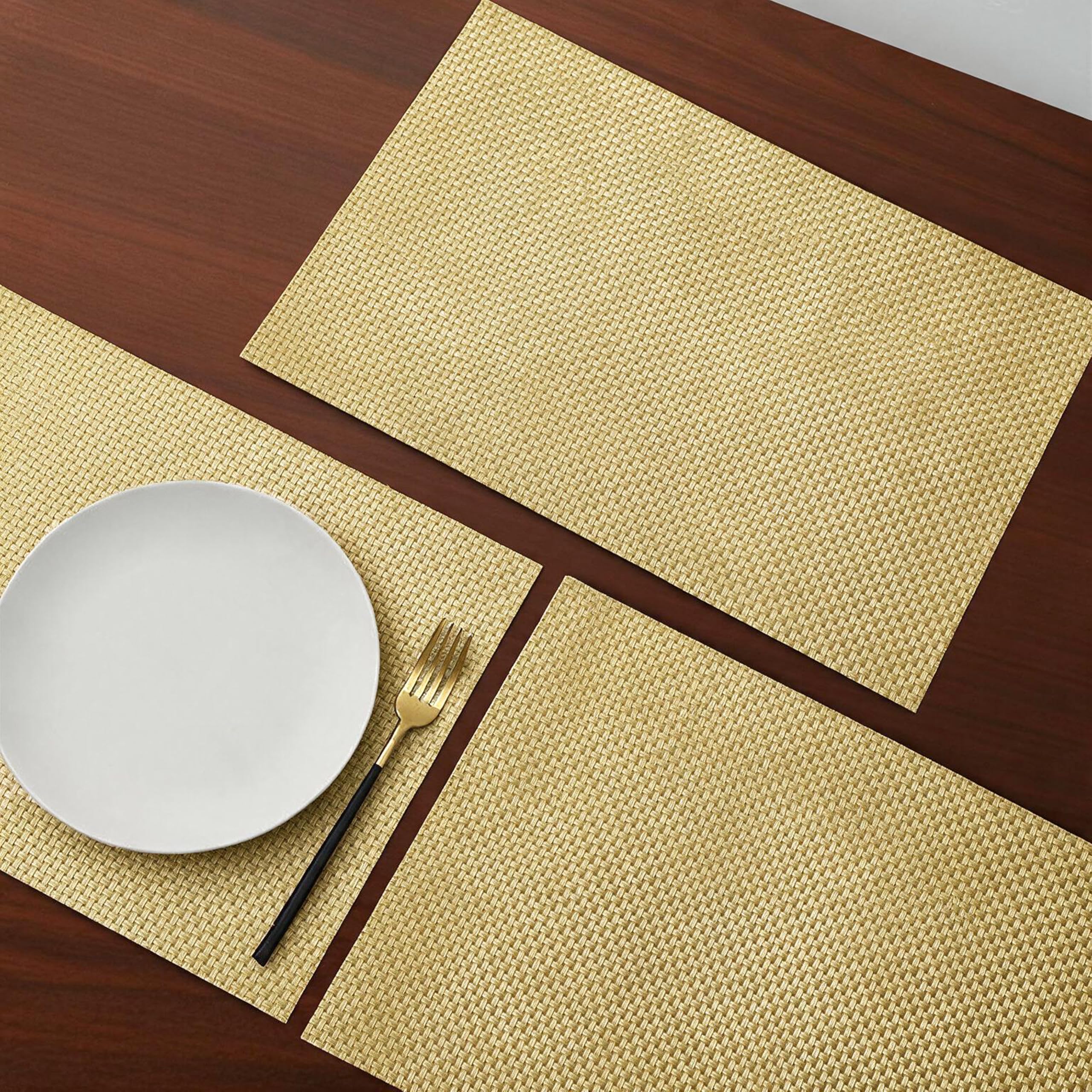 Yellow Weaves Placemats & Runner Set - Beige Brown -28