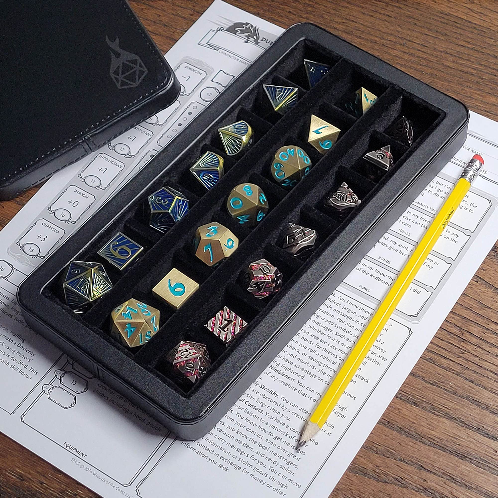 Forged Dice Co. Reliquary Large Divided Dice Case with Dice Tray for Polyhedral Dice Sets, 21 Felt-Lined Chambers - Image 4