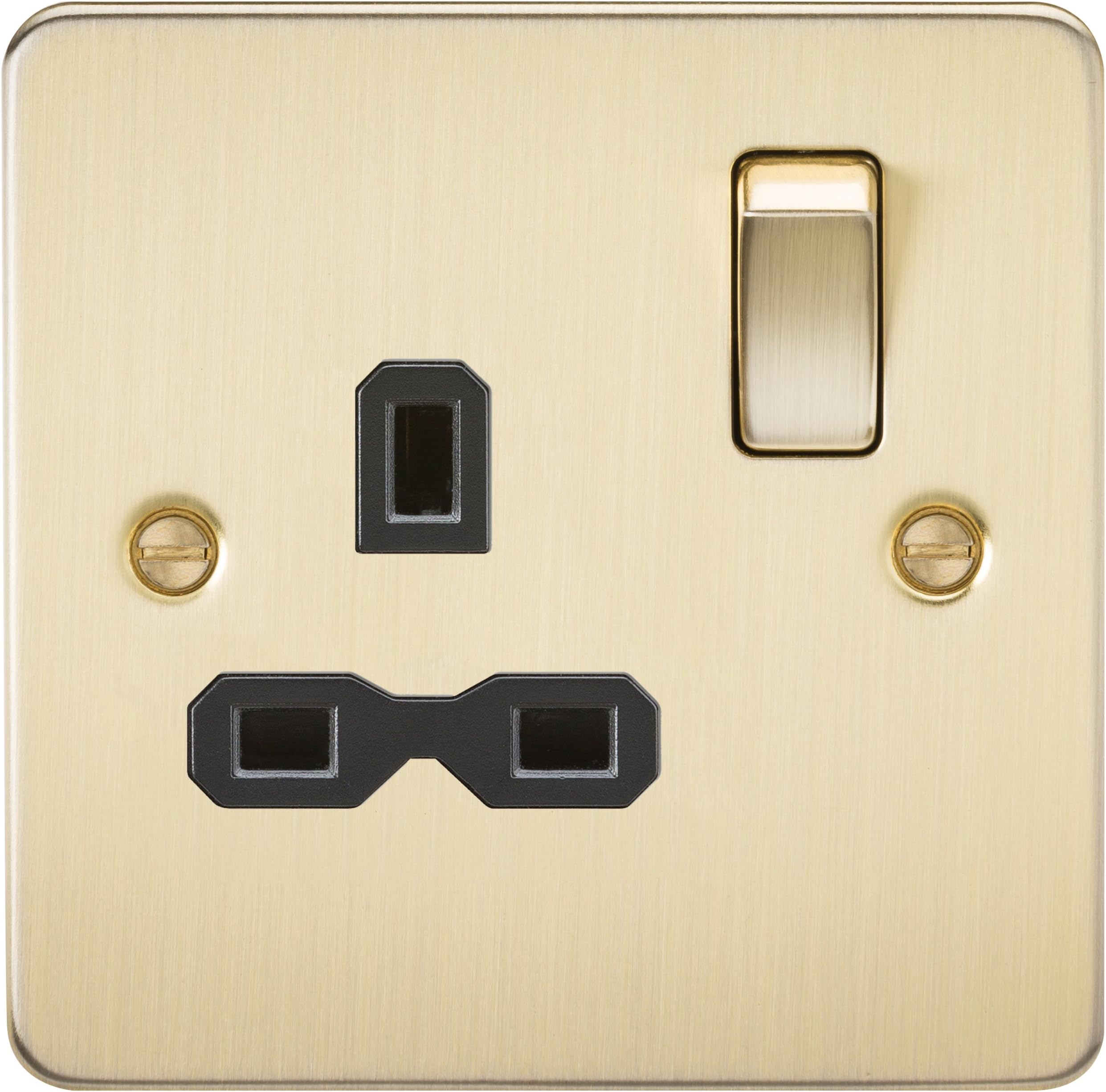 Knightsbridge FP7000BB Brushed Brass Flat Plate 13 A 1G DP Switched Socket, 230 V
