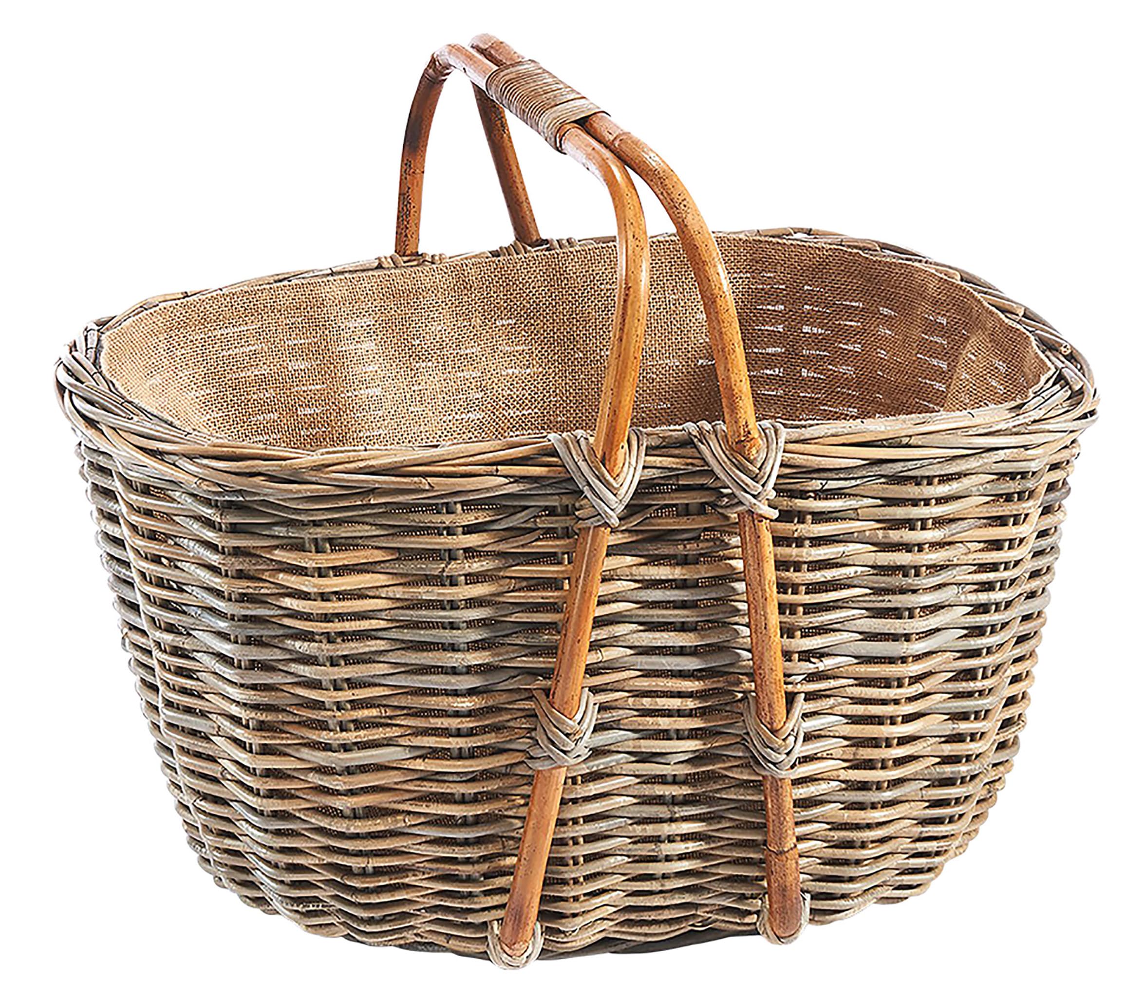 Kobolo Holztrage Holzkorb für Kaminholz Rattan kubu mit Jutestoff