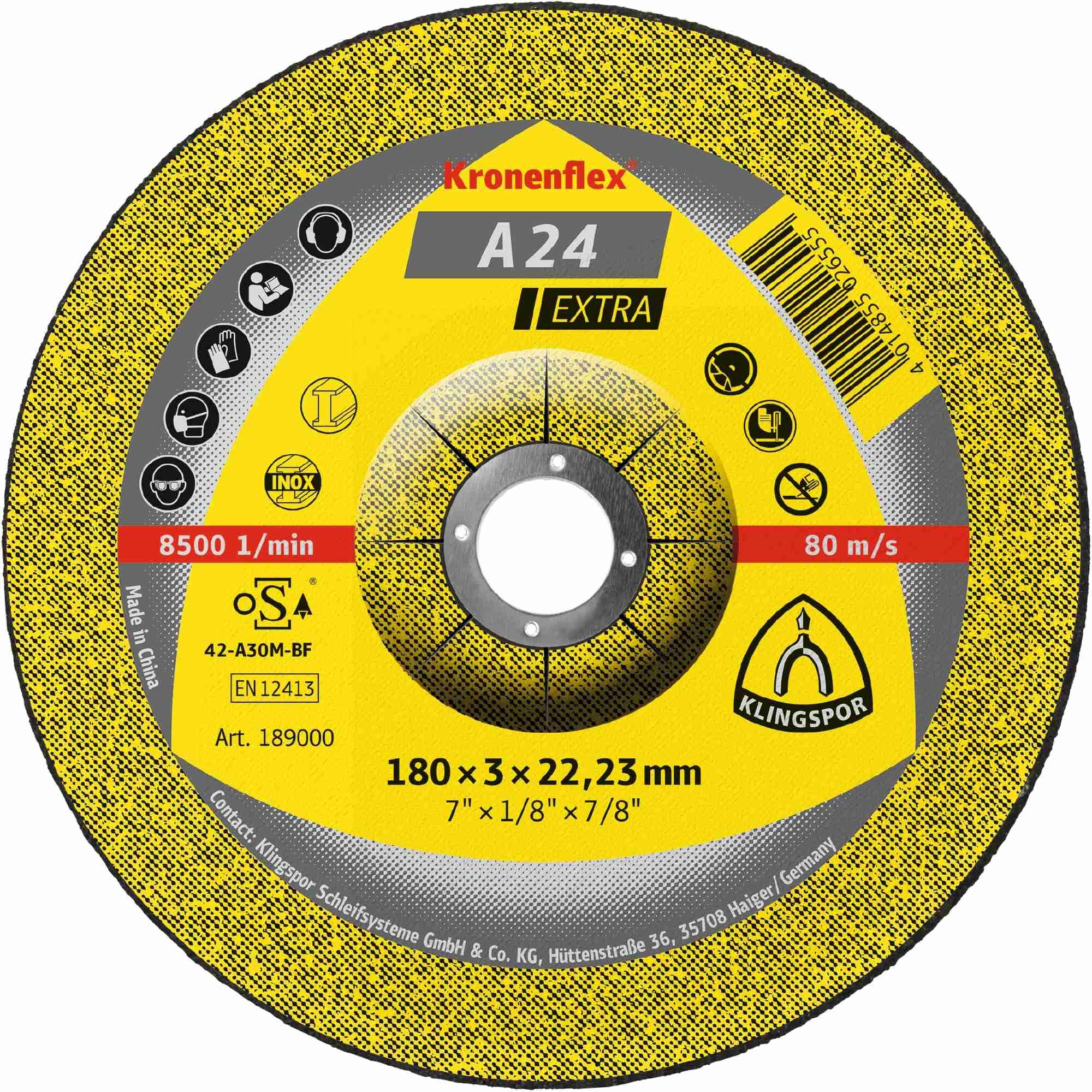 25 x dischi da taglio Klingspor A 24 EX, 180 x 3 x 22,23 mm centro depresso
