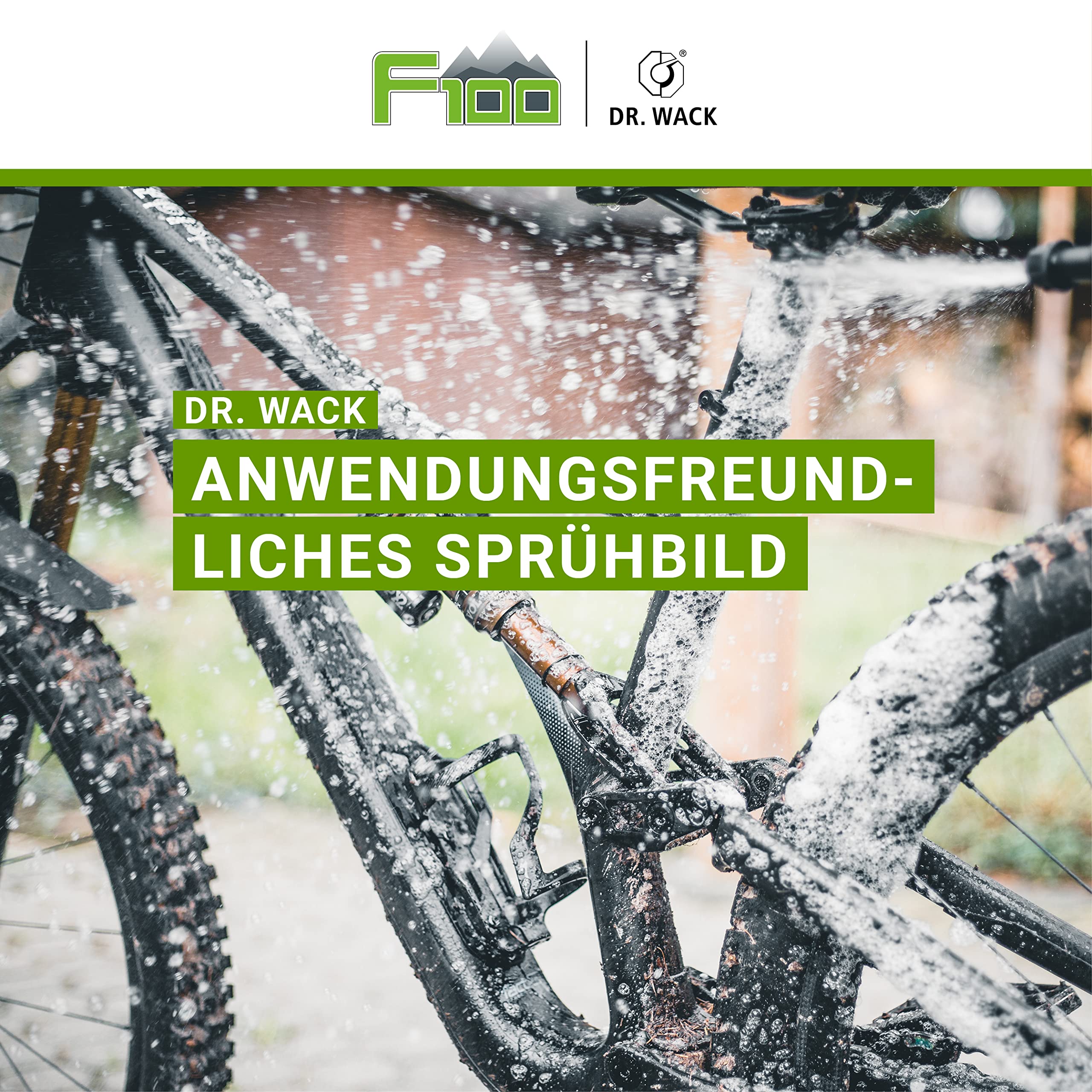 DR. WACK F100 spryskiwacz ciśnieniowy 925 ml – pusta butelka z rozpylaczem do czyszczenia roweru – butelka z pompką z zaworem obrotowym – szybkie i łatwe czyszczenie roweru – akcesoria rowerowe –