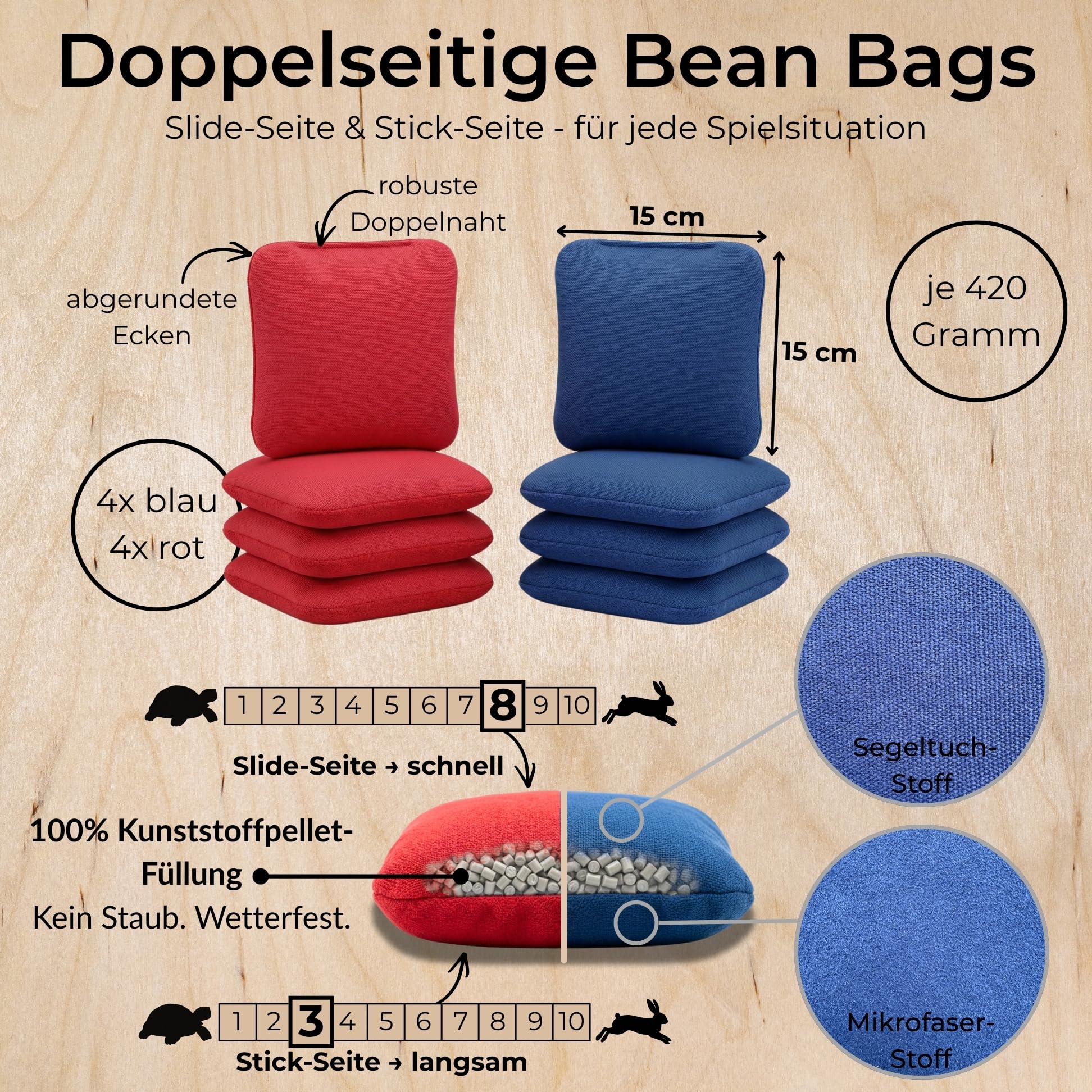 Cornhole Spiel Sackloch Outdoor - Premium Set Wurfspiel für Erwachsene & Kinder