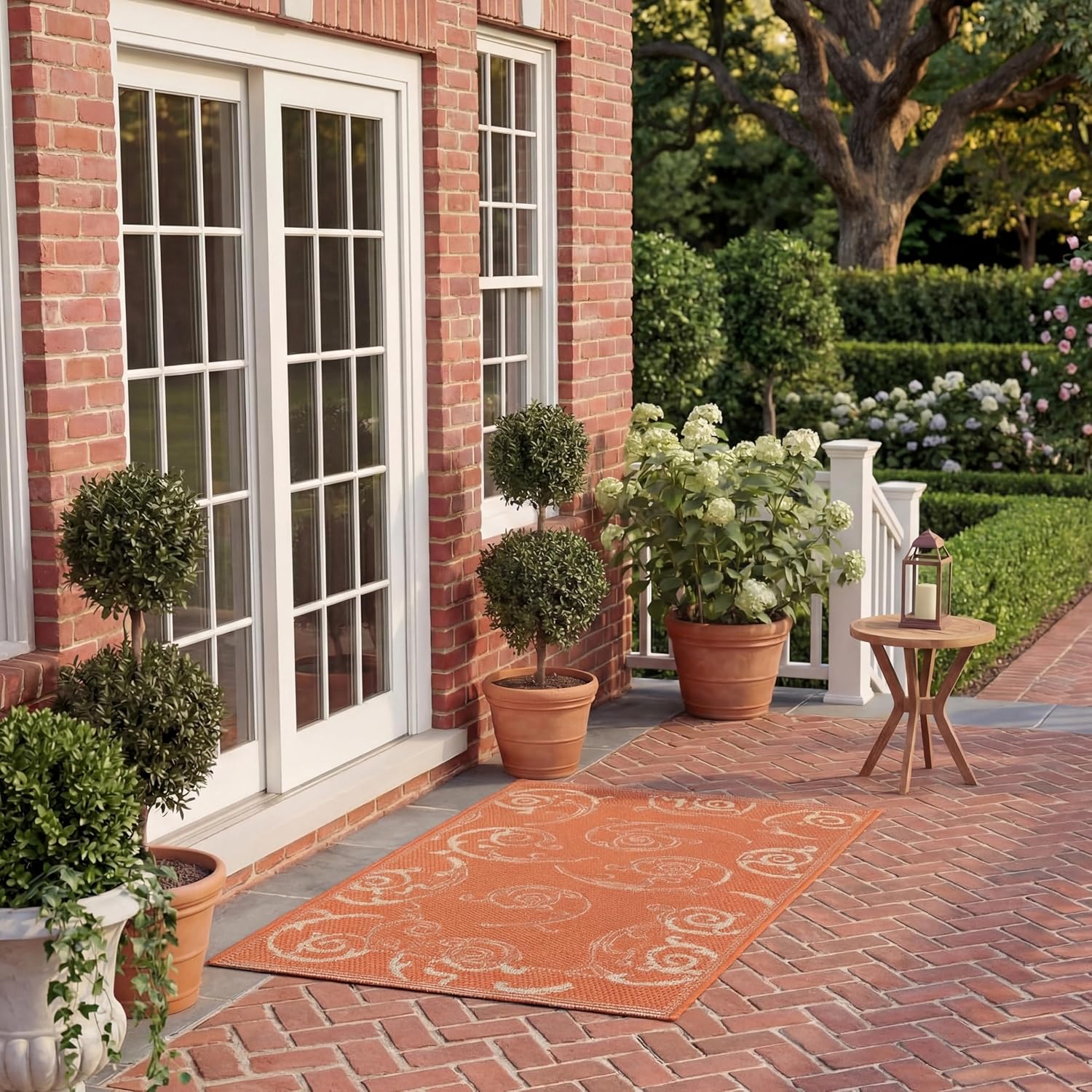 SAFAVIEH Washable Rug Outdoor Courtyard Collection - 2' x 3'7", Terracotta & Natural, Non-Shedding & Easy Cleaning, Ideal for Patio, Front Door, Entryway, Doormat (CY2665-3202)