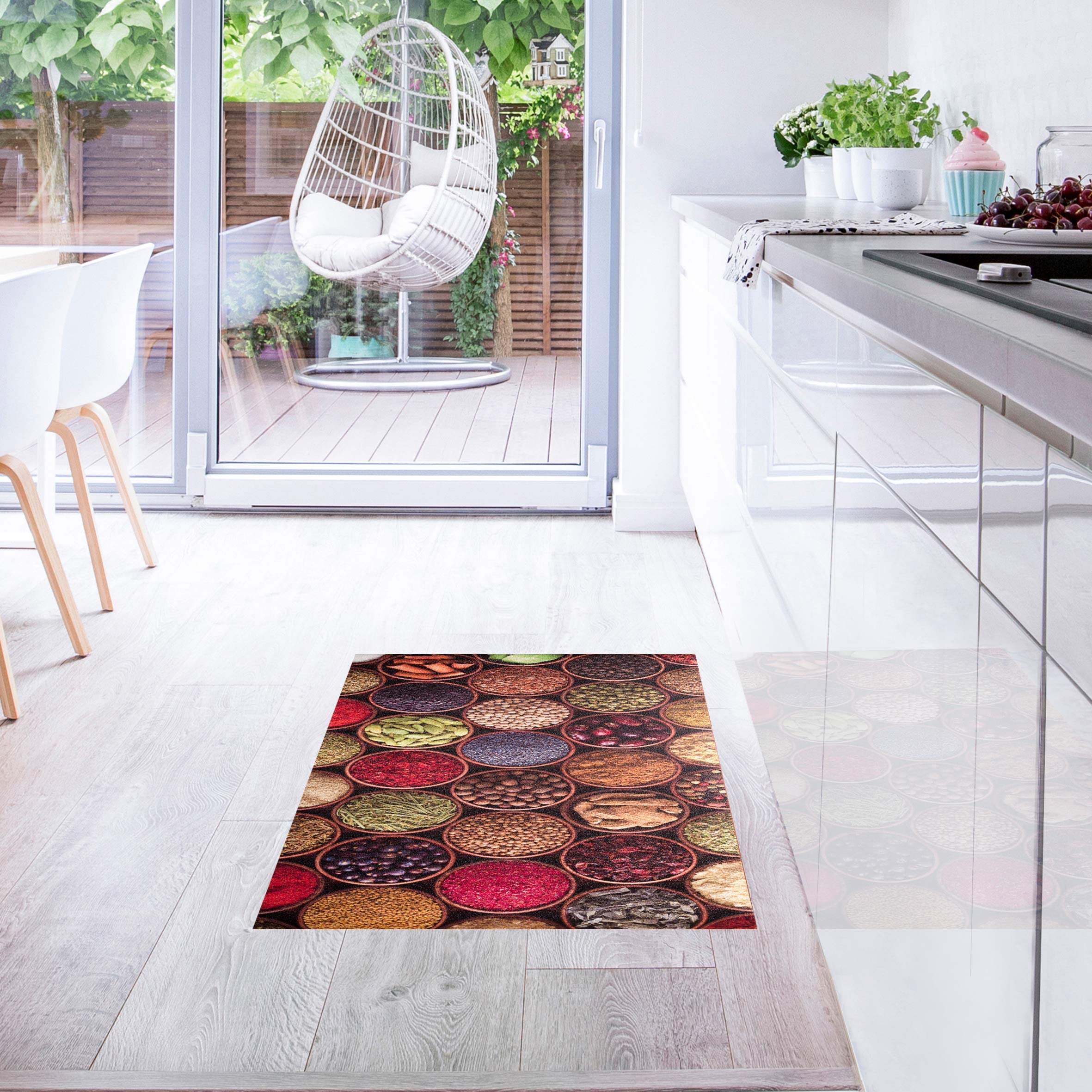 VidaXL Tapis De Cuisine Lavable Impression D'Épices, Paillasson Antidérapant, Tapis De Sol, Tapis Devant Évier, Moderne, 45x150 Cm Velours