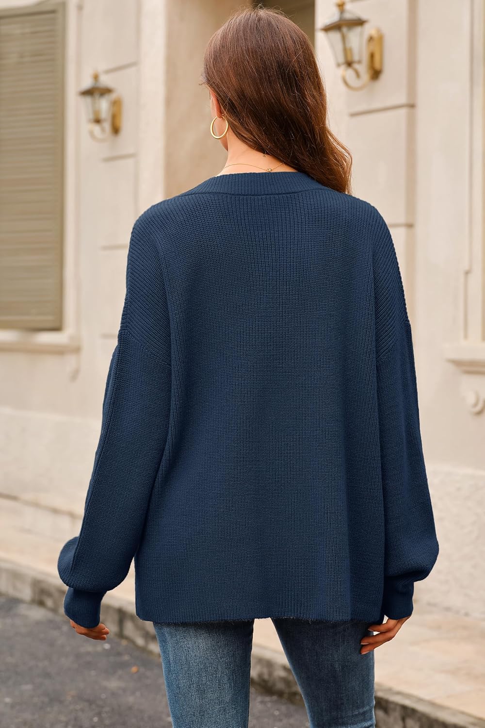 Arach&Cloz Women's Wool Blend Oversized V Neck Casual Sweaters 2025 - Image 4