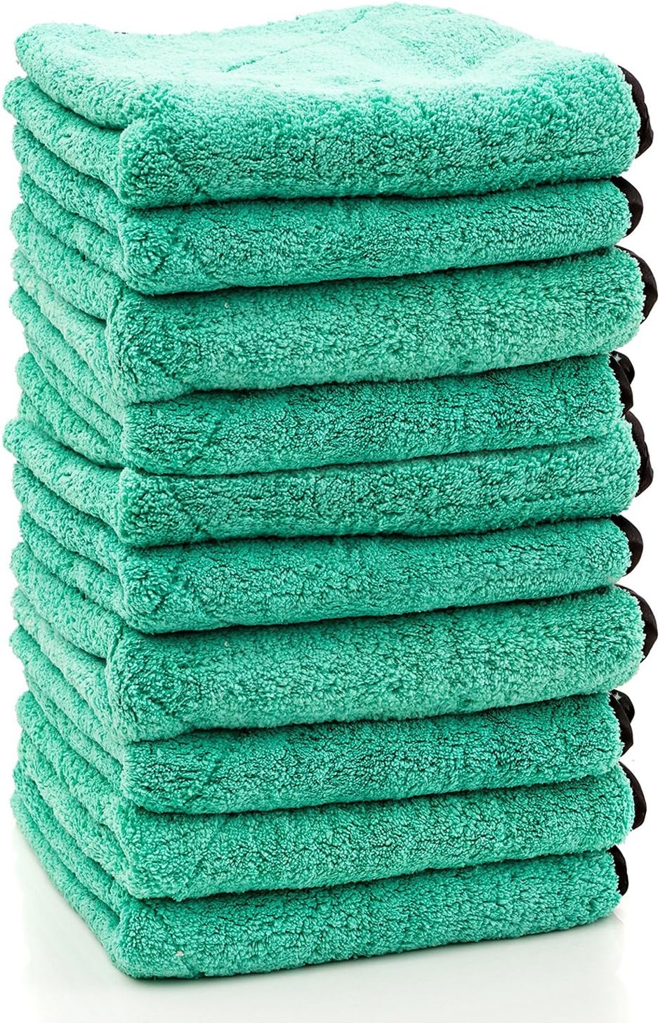 Premium Plush 14" x 14" Heavy Weight Microfiber Cloth- Ultra Thick- 700 GSM- Polishing, Detailing, Cleaning Towel for Fine Automobile Finishes, Car Windows, Glass, Use Wet/Dry- (10)