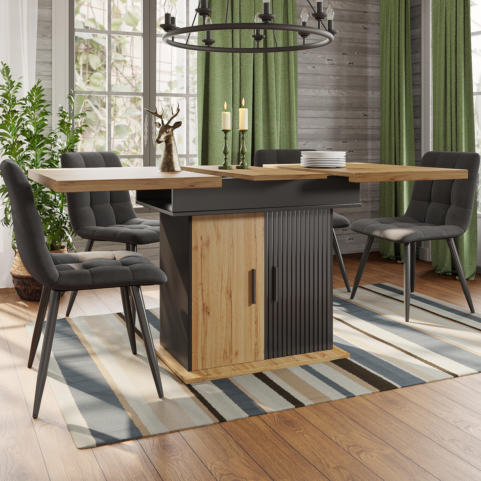 Mesa de comedor retroextensible de 110-140 cm de mesa plegable de cocina