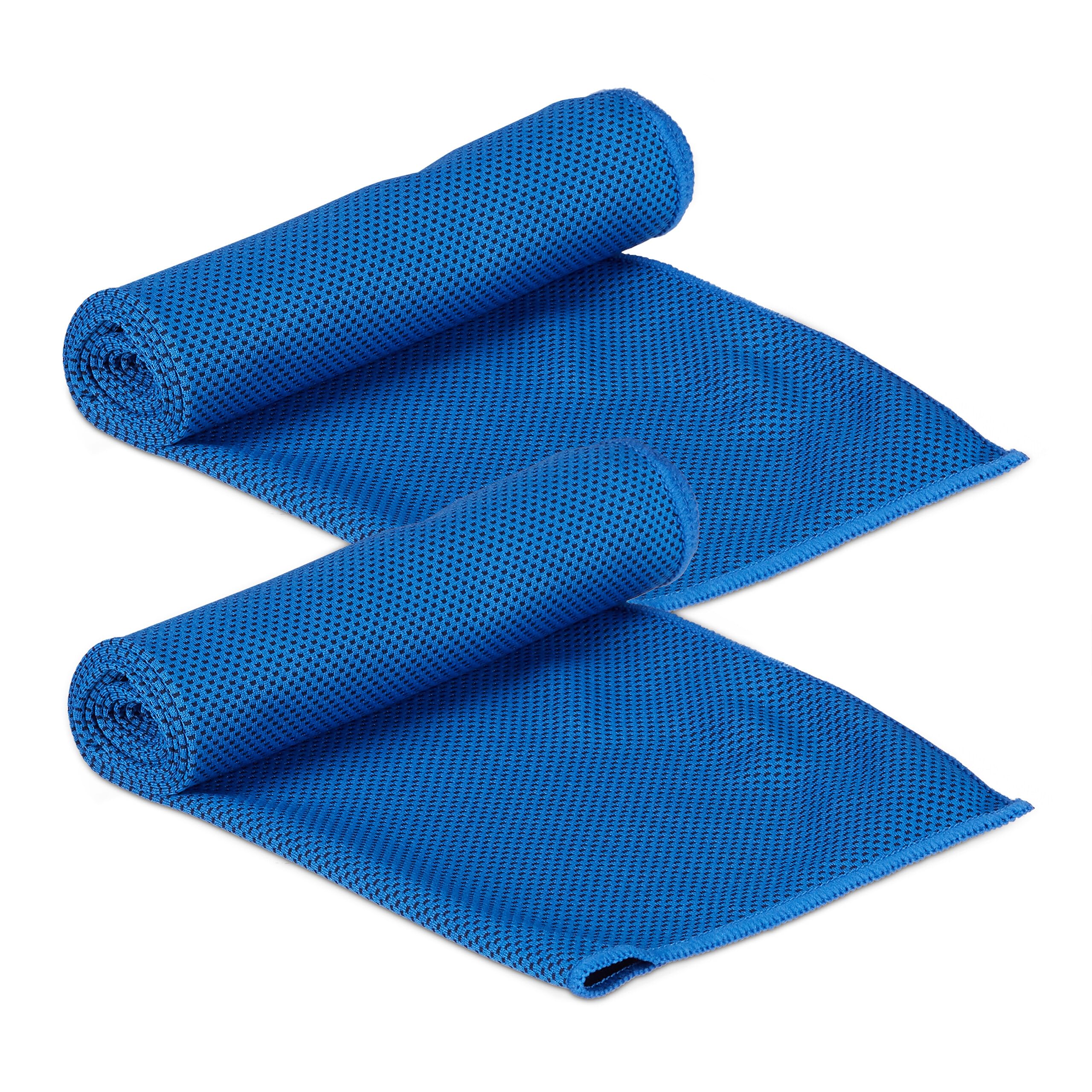 Relaxdays 20 x Kühlendes Handtuch, Mikrofaser, Kühltücher Hals, Sport & Fitness, mit Box, Kühlhandtuch Yoga, 90 x 30 cm, blau
