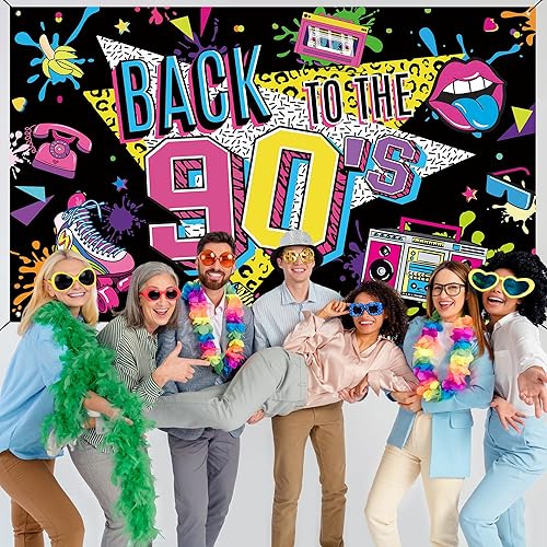 Miniatura 5 de Holkcog Decoraciones de fiesta de los años 90, suministros de decoración de fiesta de cumpleaños temática de los años 90, suministros de fiesta de