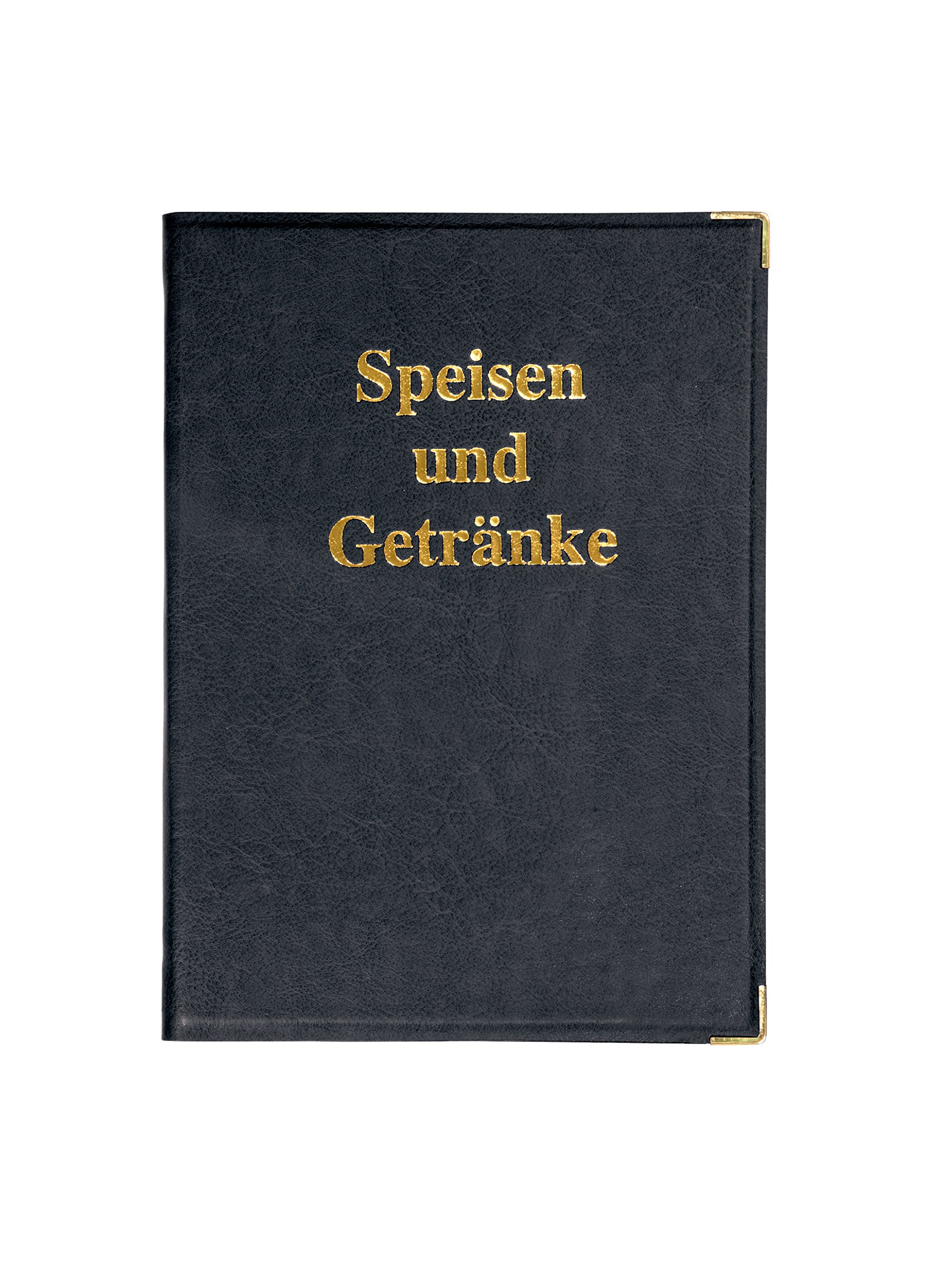 SIGEL SM101/5 Speisekarten-Mappen für A5, Menükarte, 5er Pack mit Gummi-Bindung, schwarz mit Goldprägung, strapazierfähig und leicht abwischbar