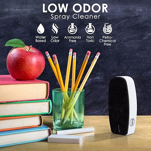 Miniatura 4 de Loddie Doddie Borrador magnético de borrado en seco 2 en 1, espray de limpieza de pizarra blanca y borrador magnético en seco, borrador ergonómico