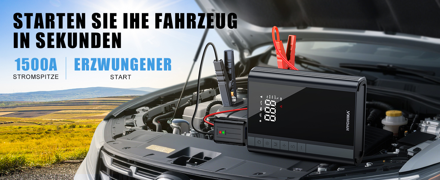 ASPERX Starthilfe Powerbank mit Kompressor,150PSI 3000A Auto Starthilfe Powerbank mit LED Taschenlampe Starthilfekabel,Jump Starter für 12V Motorrad SUV (Bis Zu 10L Benzin Oder 8L Diesel