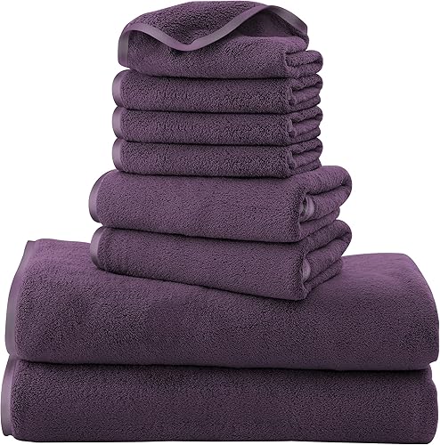 Juego de toallas de microfibra de 8 piezas, 2 toallas de baño, 2 toallas de mano y 4 paños de lavado, toallas ultra suaves y altamente absorbentes