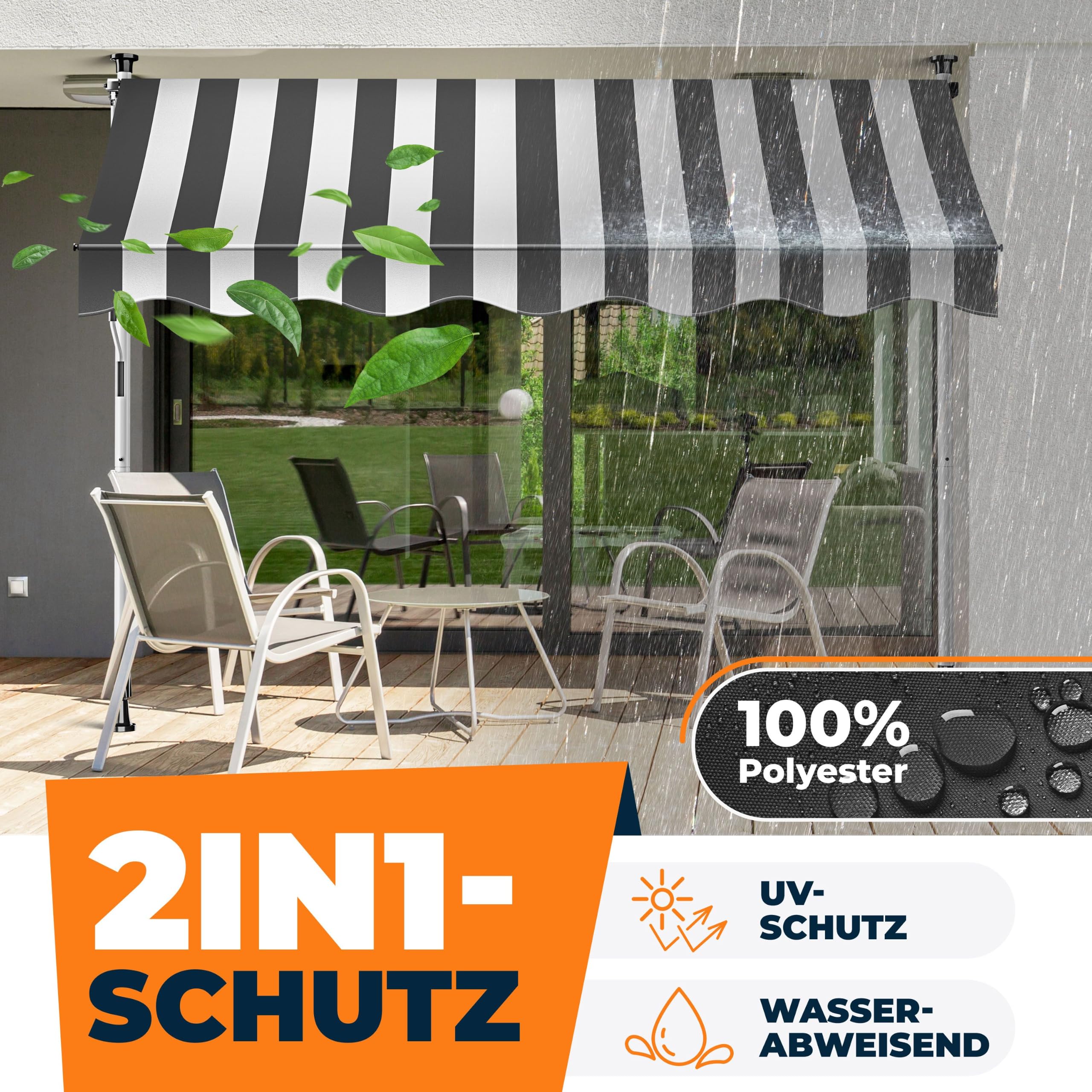bauhaus markisen katalog KESSER® Klemmmarkise mit Handkurbel Balkon | Balkonmarkise ohne Bohren | Markise UV-beständig höhenverstellbar & wasserabweisend Touchscreen Handschuhe Damen Fremdware Farbe:Telegrau (RAL7045)