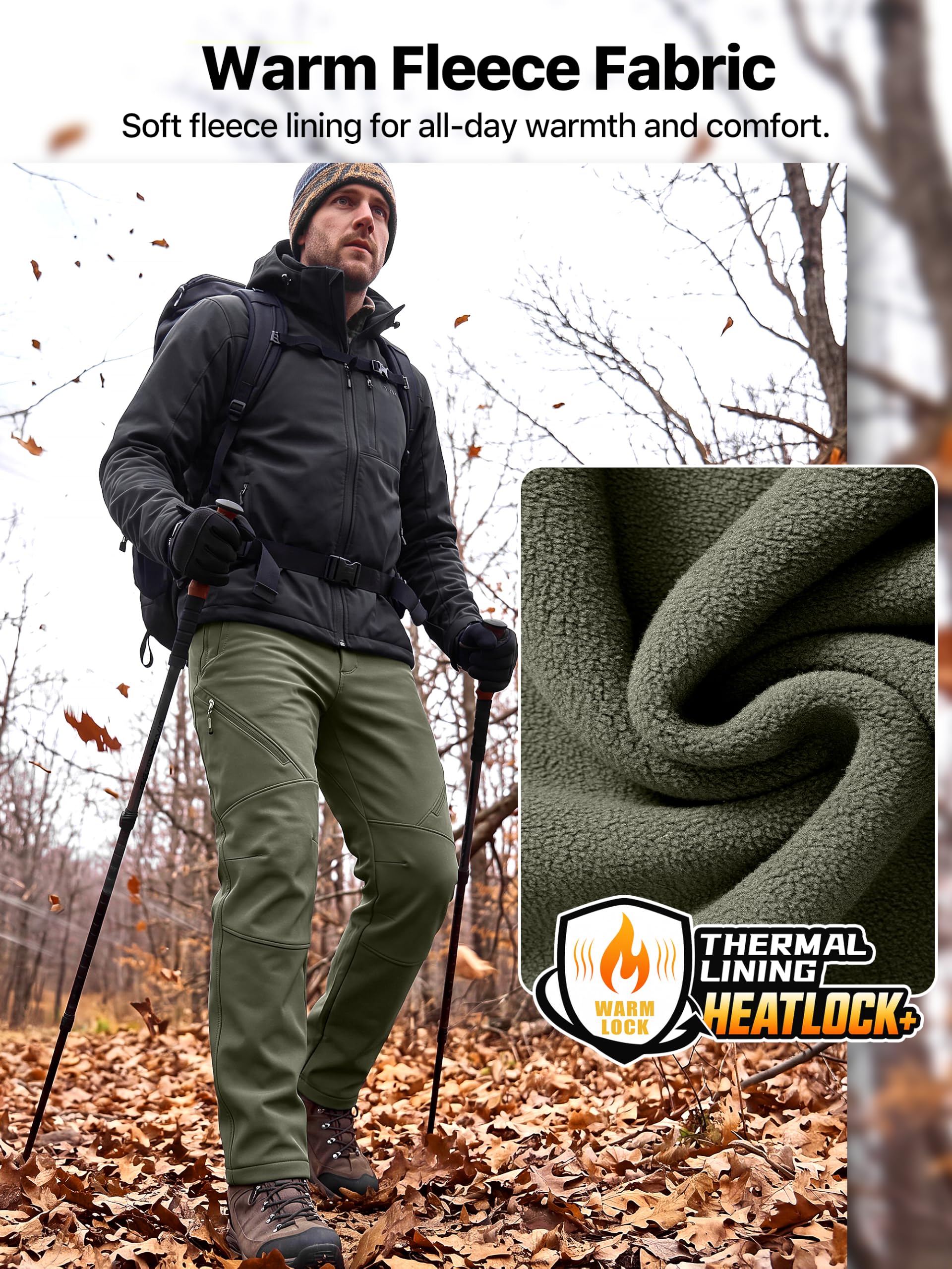 Free Soldier Pantaloni da Sci Impermeabili da Uomo, per Caccia, attività all'aperto, Antivento, in Softshell, per Arrampicata ed Escursionismo