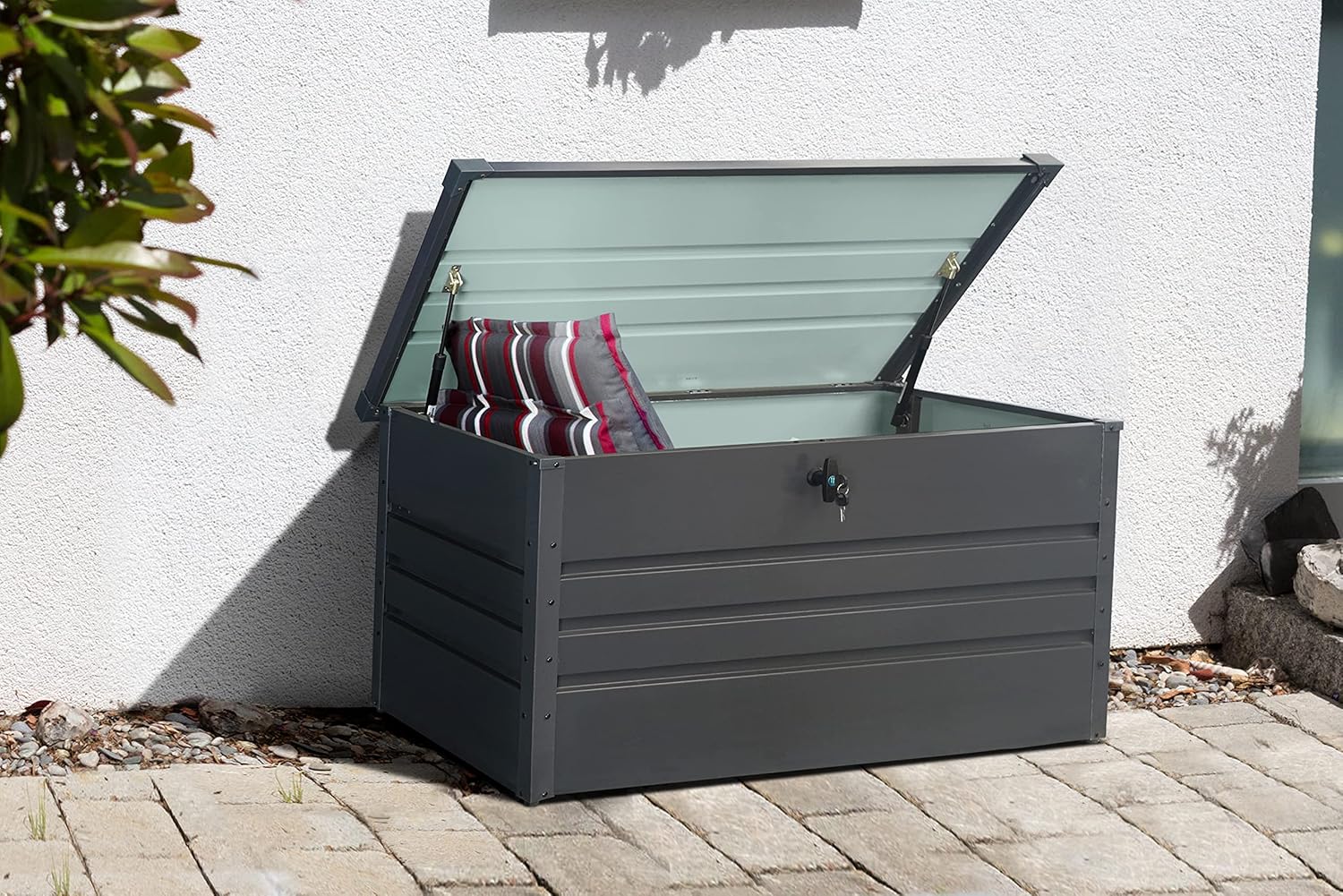 スチール収納庫 屋外用 400L チャコールグレー 幅132cm