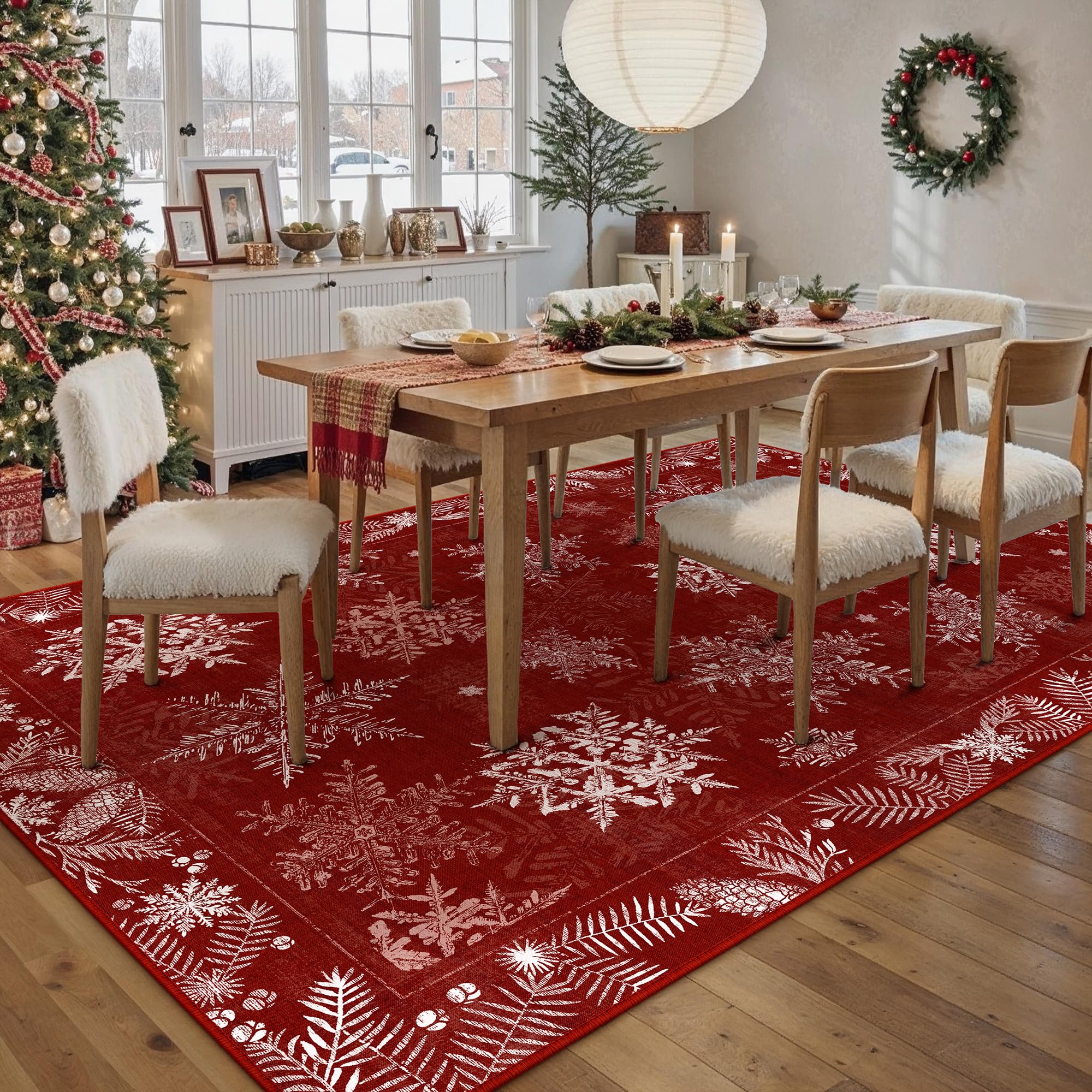 Christmas Area Rug - Red & Festive -17