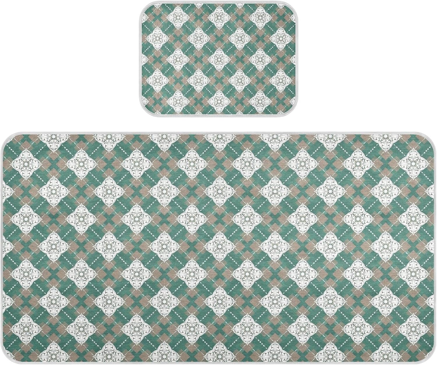 Baby Cooling Mat Ornate Floral Motifs Ice Silk Breathable Mesh Summer Crib Mattress Pad with Pillowcase, Soft Cooling Sleeping Surface for Infant & Toddler, 52"x28"