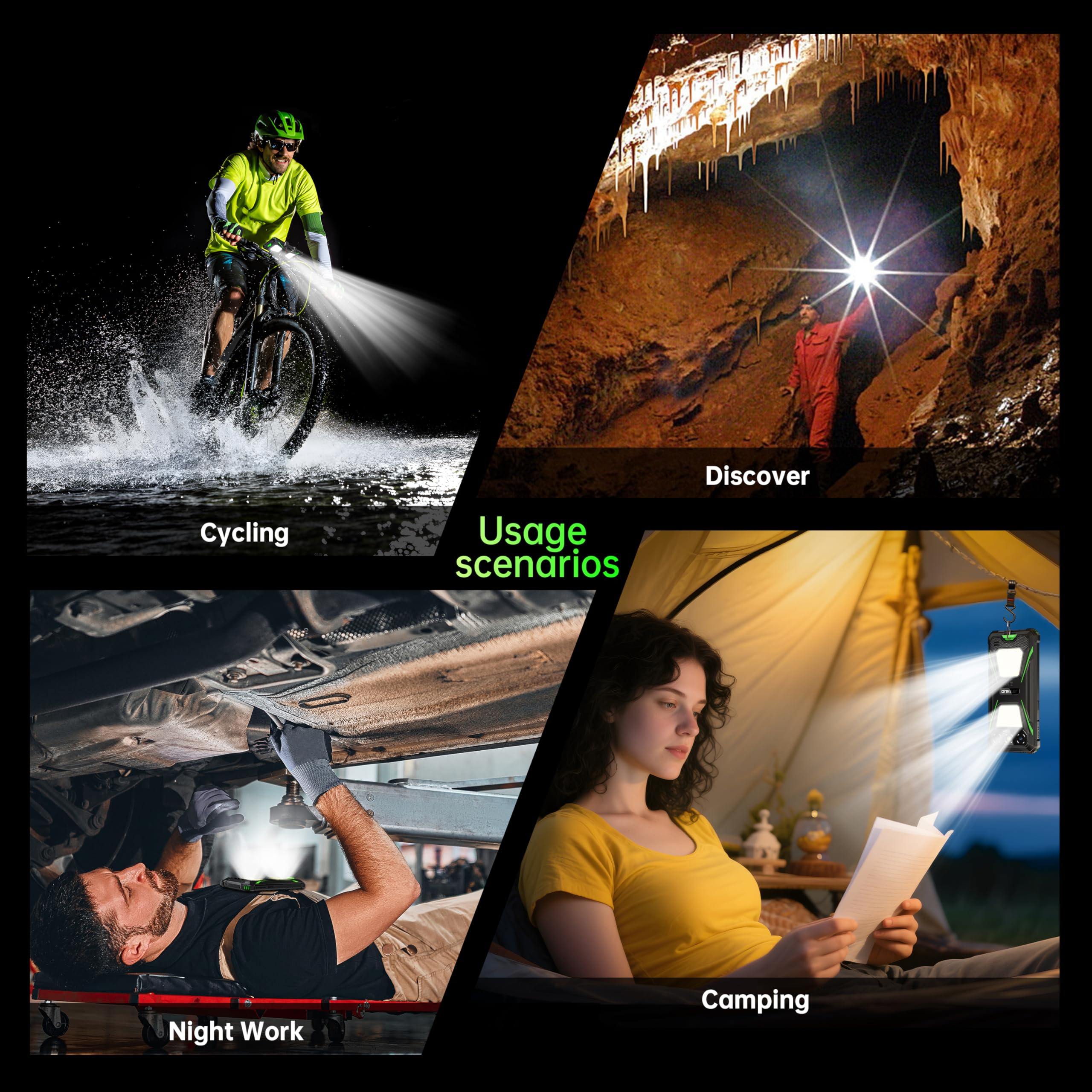 OUKITEL G5 Rugged Smartphone Unlocked - 16GB+64GB (1TB TF) Rugged Android Phone with Camping Light, 6300mAh Battery, 6.0" HD Screen Cell Phone, 13MP Main Camera, Face ID/GPS, Supports T-Mobile, Black