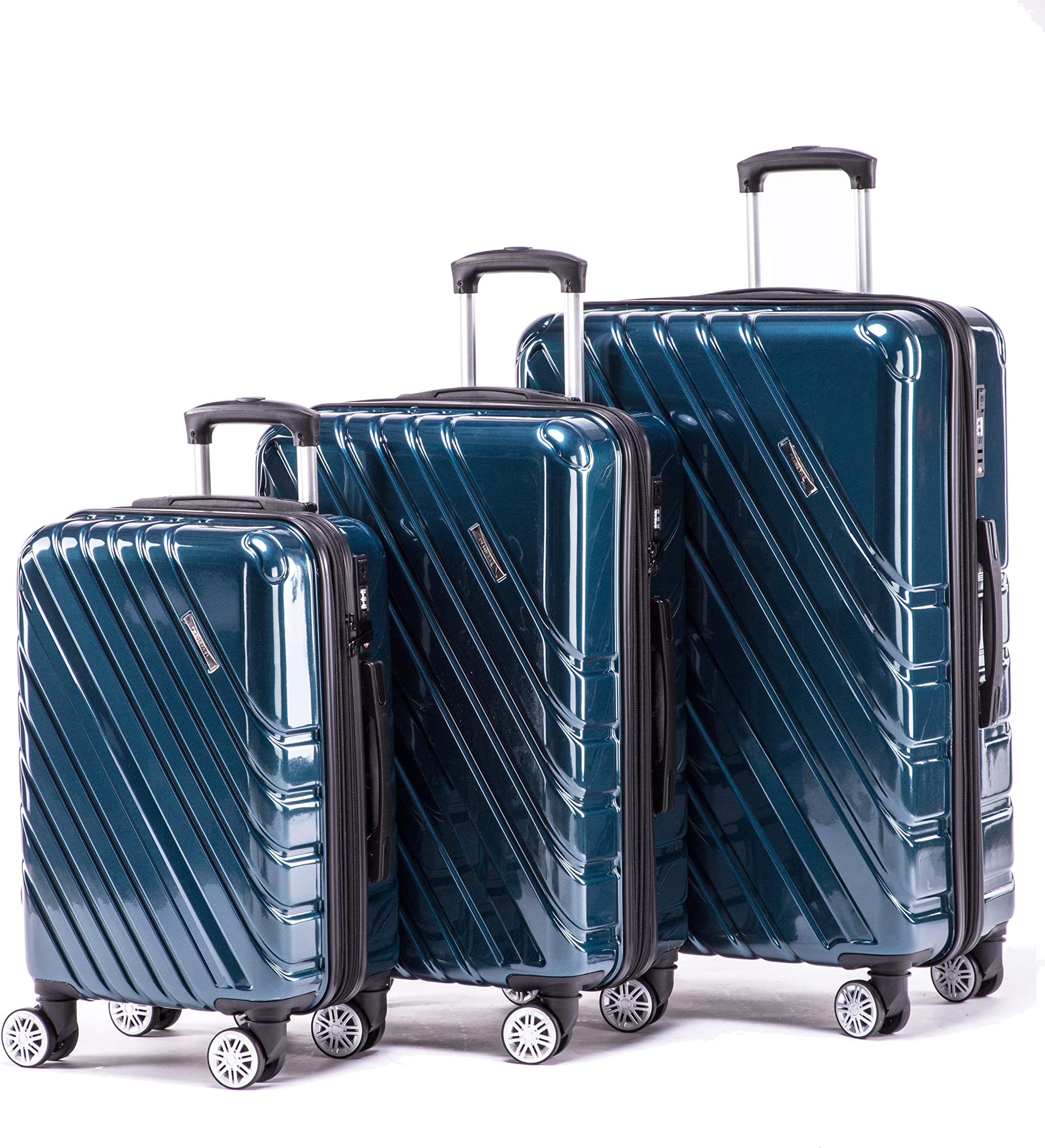 Expandable Luggage Sets Spinner Lightweight Luggage with TSA lock HardShell Suitcase Set 3pcs 20inch Carry On 24inch 28inch (peacock blue), 5-7days to delivery