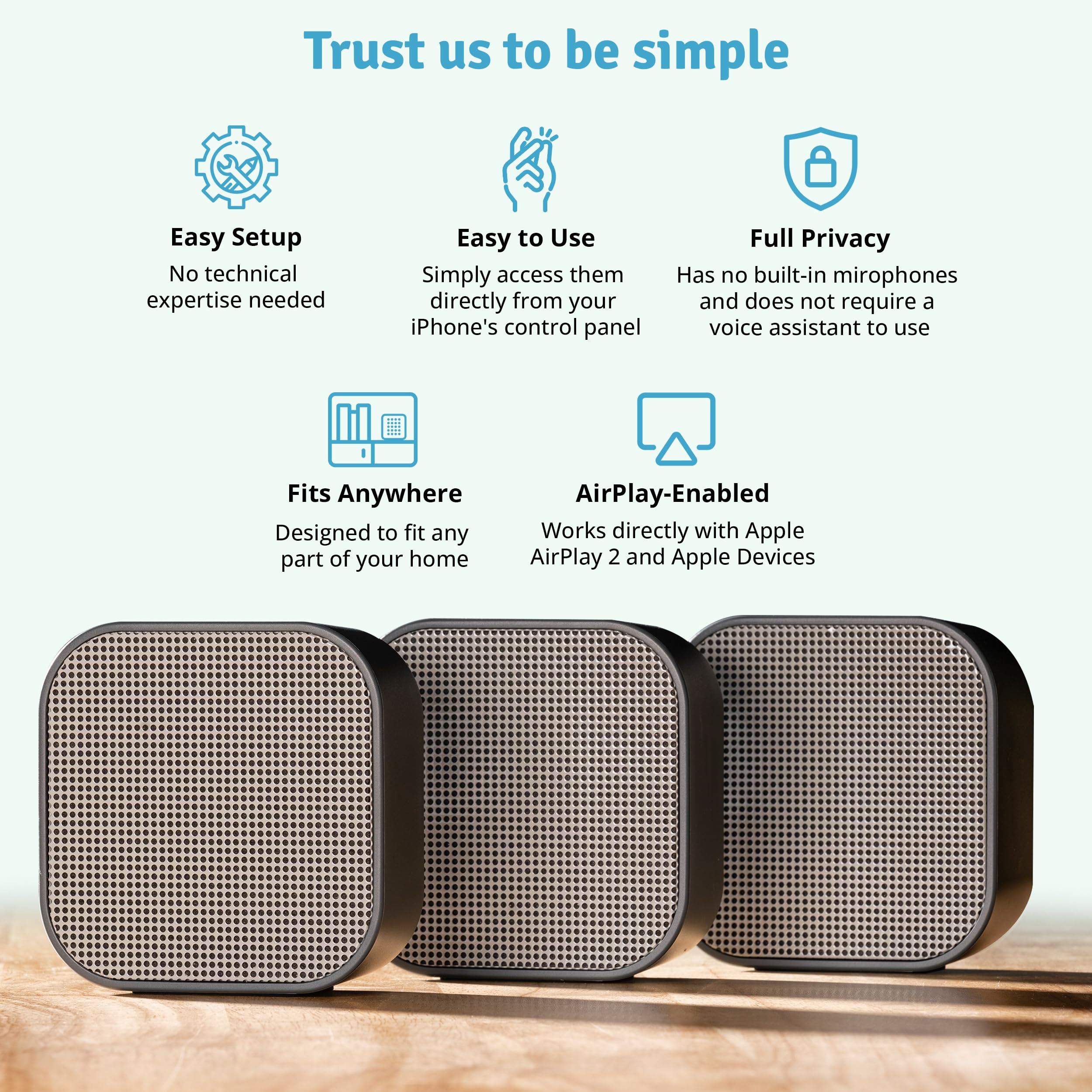 Dio Node Multiroom Wi-Fi Home Speakers (5-Pack), Immersive Sound System, Works with AirPlay 2 and Other Apple Devices, Easy to Connect, Spotify Player