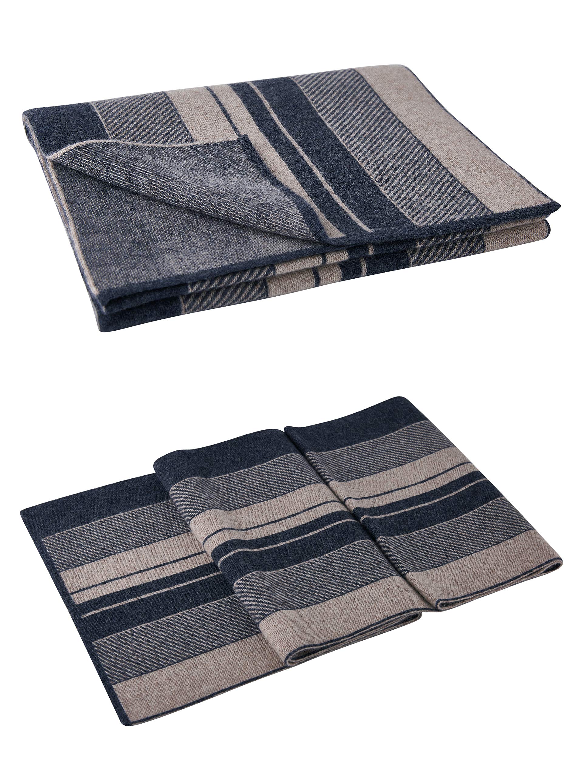 Elegante Sciarpa Cashmere da Uomo con 35% Cashmere e 65% Lana Misto Sciarpa a Maglia di Lana da Uomo Super Calda Morbida Casual Business - a Quadretti a Righe