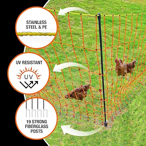 Miniatura 5 de Pet & Livestock HQ Red eléctrica para aves de corral de 41 pulgadas x 164 pies, red eléctrica portátil premontada para cabras, ovejas, corderos en