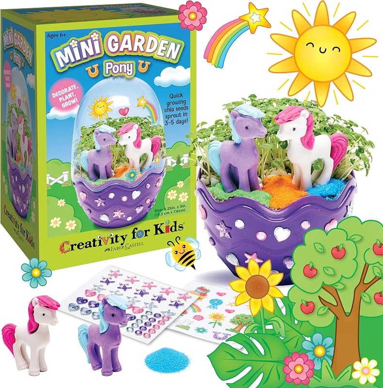 Creativity for Kids Mini Garden: Pony Terrarium Kit | Summer Crafts for Kids | Horse Gifts for Girls, Crafts for Kids and Girl Toys & Birthday Gift Ideas for Girls (Ages 6+)