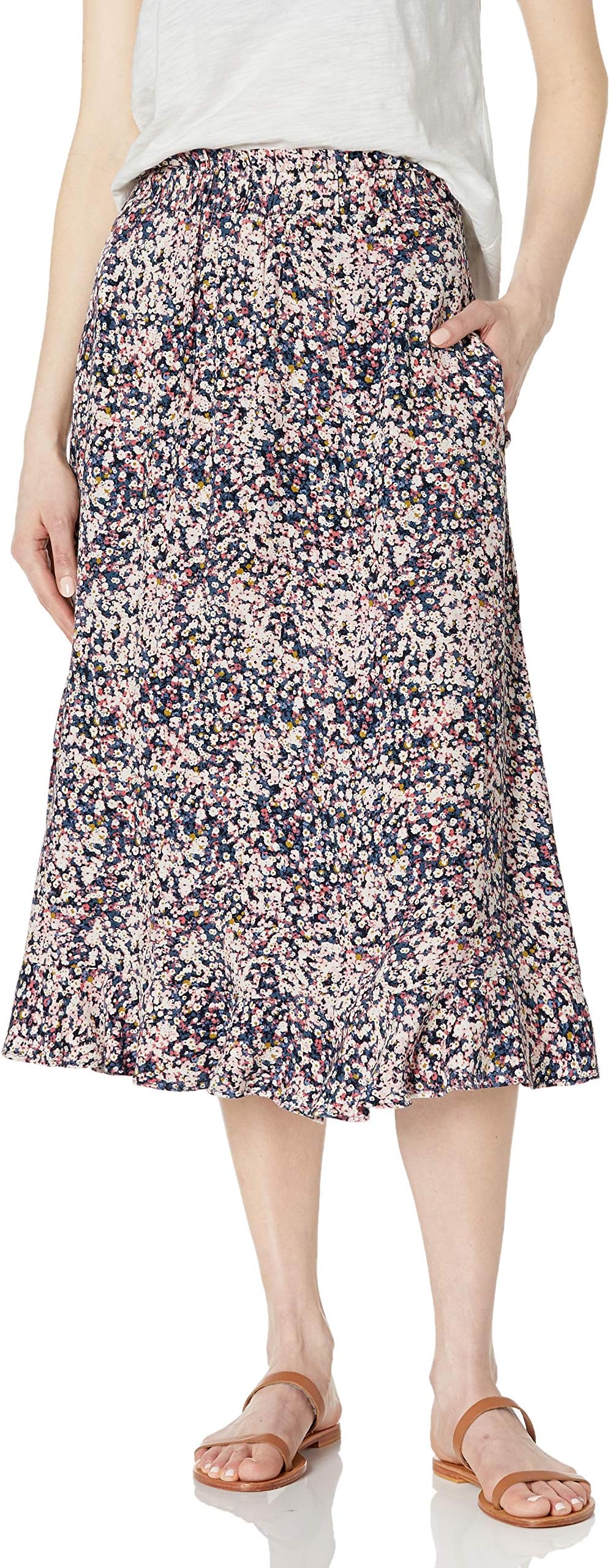 Women's Fluid Twill Pull-on Midi Skirt