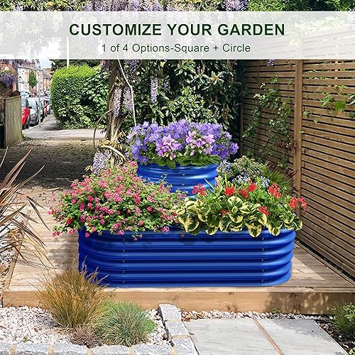 Miniatura 4 de Olle Camas de jardín elevadas modulares galvanizadas de 4 estilos para exteriores, instalación fácil y rápida, 17 pulgadas de alto, macetas de metal