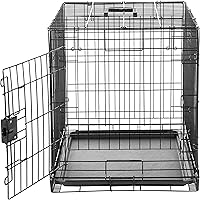 Vista 19 de Yaxa Basics Caja duradera y plegable de alambre de metal para mascotas con bandeja, portátil y resistente para viajes, una sola puerta, panel