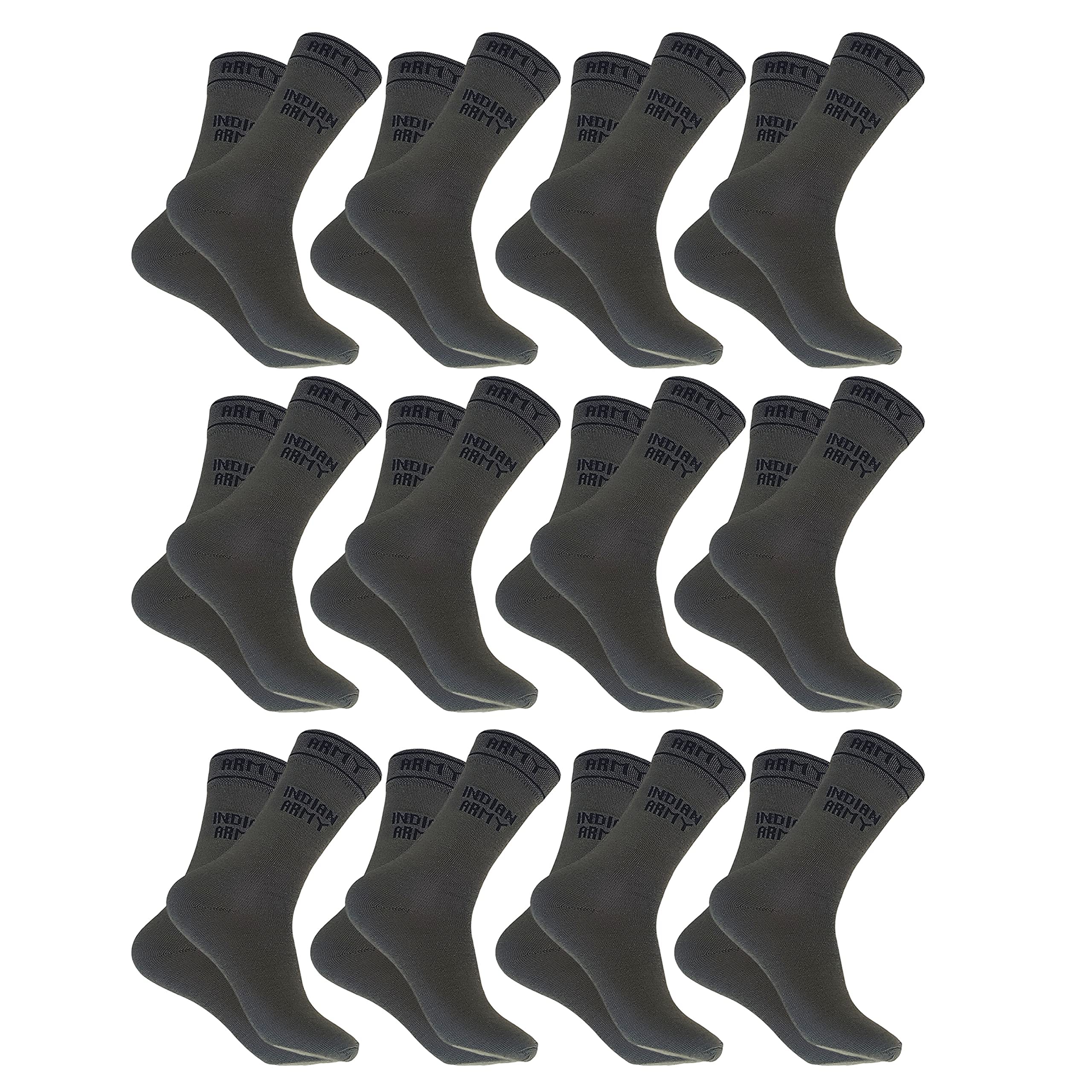 Men's Organic Cotton Indian Army Full Length Calf Socks (Mehndi, Free Size)-Pack of 12 Pairs-image-11