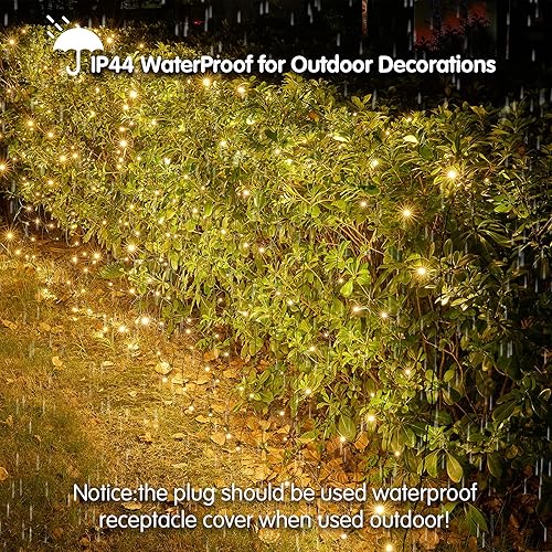 Miniatura 10 de Red de luces LED de Navidad para exteriores 160 LED decorativas de 4 x 7 pies tira de luces de malla conectables para exteriores para fiestas