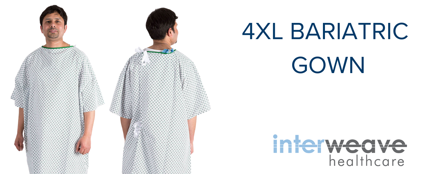 Size 4XL Bariatric Patient Hospital Gown, Blue Diamond Pattern, Washable Polycotton Fabric, Waist Tie, As Used By NHS - View #8