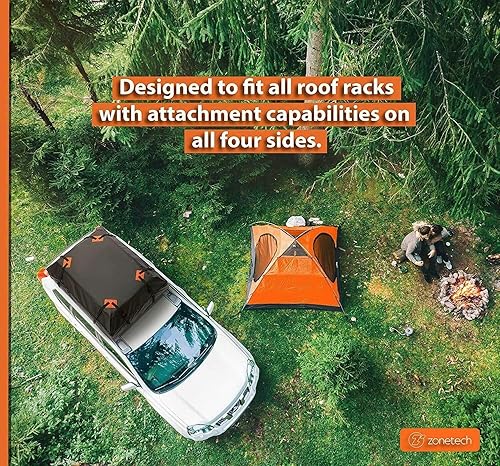 Miniatura 6 de ZONETECH Bolsa de carga resistente al agua para el techo, color negro clásico de 15 pies cúbicos, calidad premium, universal, impermeable, plegable,