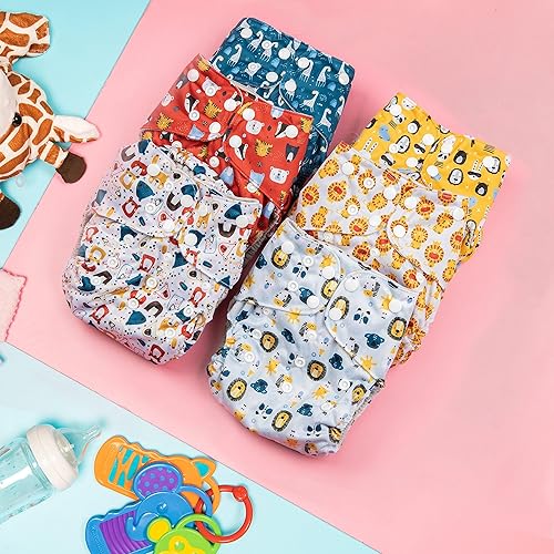 Miniatura 2 de Simple Being Pañales de tela reutilizables, doble refuerzo, talla única, lavables, suaves, absorbentes, impermeables, ecológicas, unisex, para bebé,