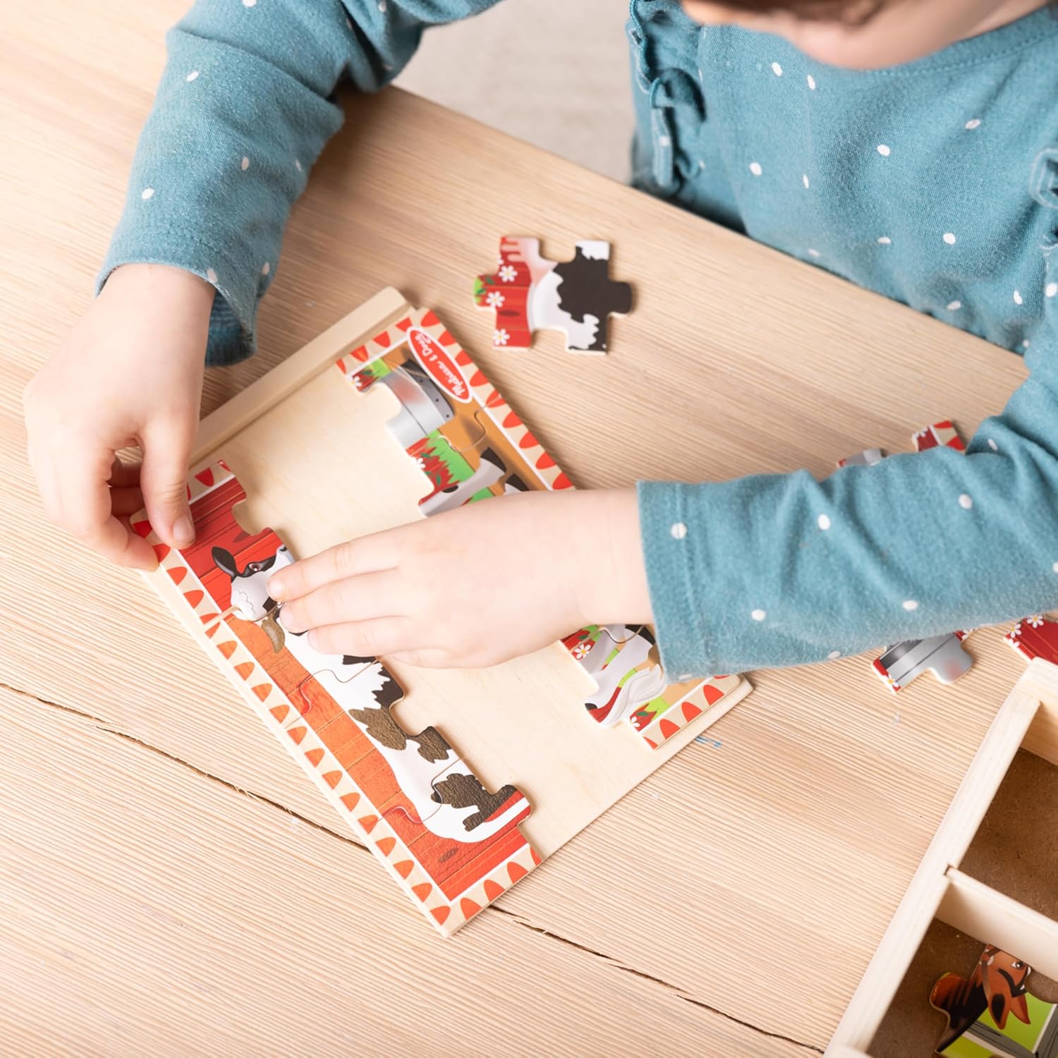 Melissa & Doug 4‑in‑1 Wooden Farm Jigsaw Puzzle Set image 7