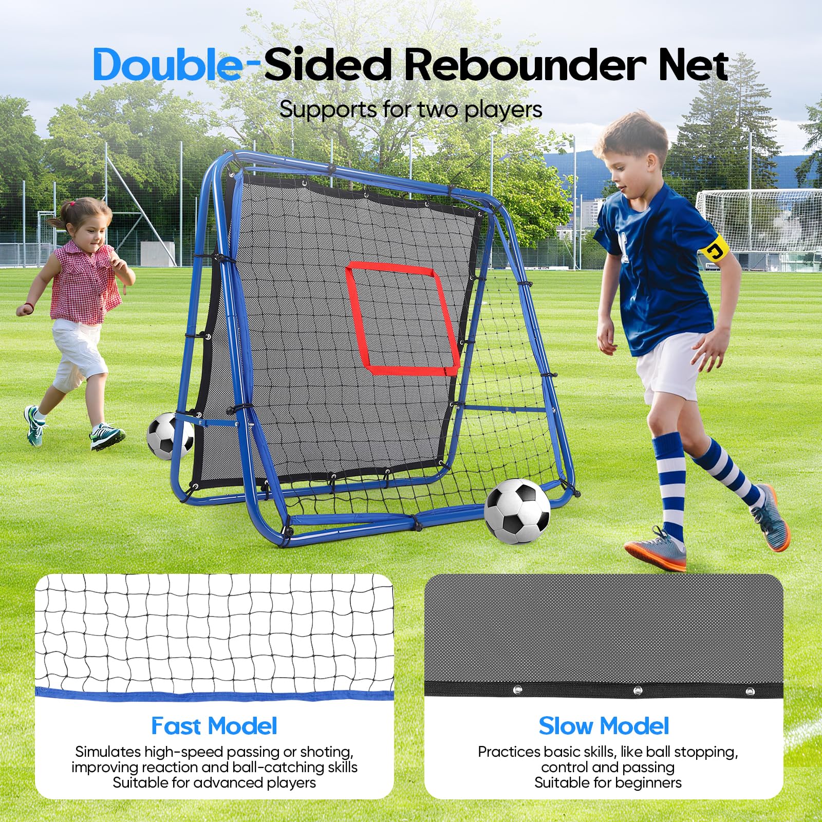 Reboteador Football Porterías de Fútbol para Jardín 100x100cm Exterior Kit Entrenamiento