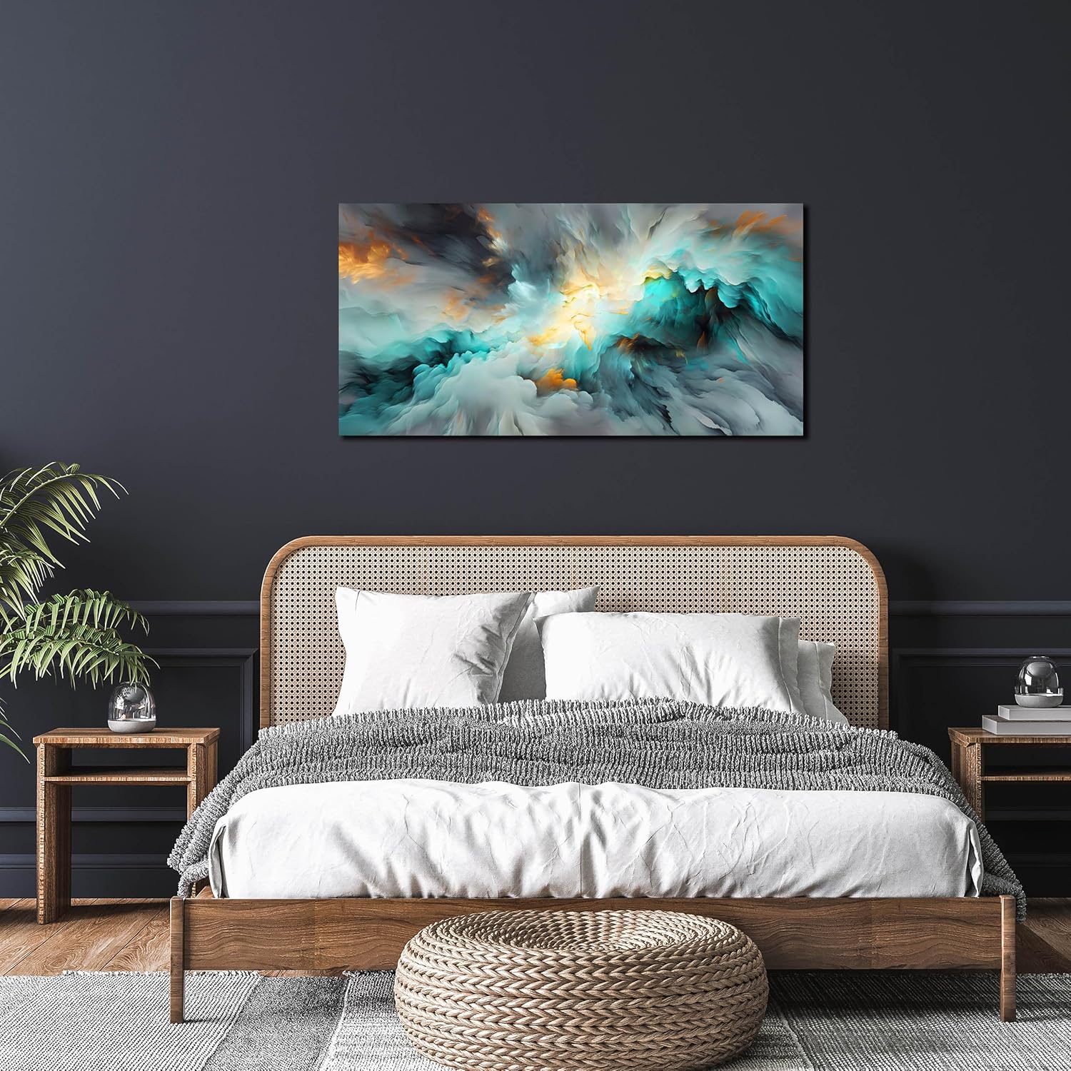 LAOTOART Abstract Posters Home Wall Decor for Living Room - Modern Teal Wall Art for Bedroom Office Decor Size 20" x 40"