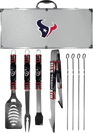 NFL Houston Texans Steel Tailgater BBQ Set with Case, 8 Pieces