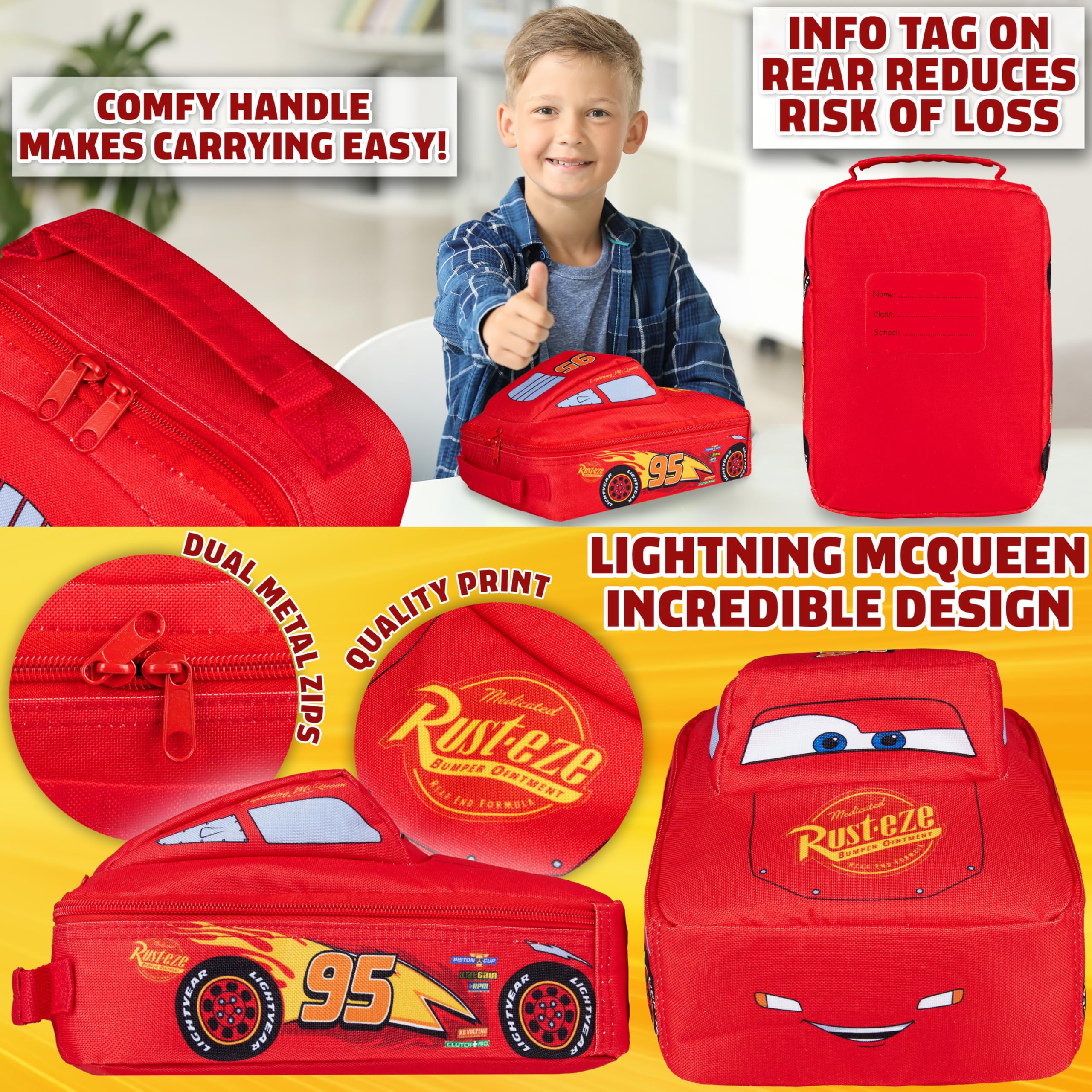 Disney Cars Borsa Porta Pranzo Bambini Borsetta Termica Pranzo Lightning McQueen Snacks Portamerenda Scuola Vacanza Picnic Regalo Bambino