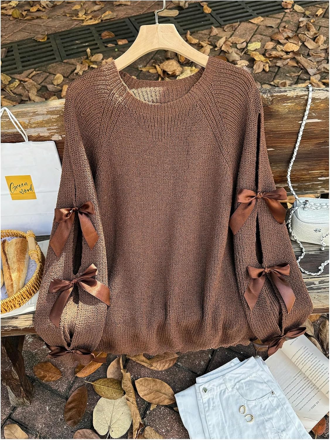 SOLY HUX Women's Plus Size Sweaters Pullover Bowknot Long Sleeve Crew Neck Knit Fall Tops - Image 5