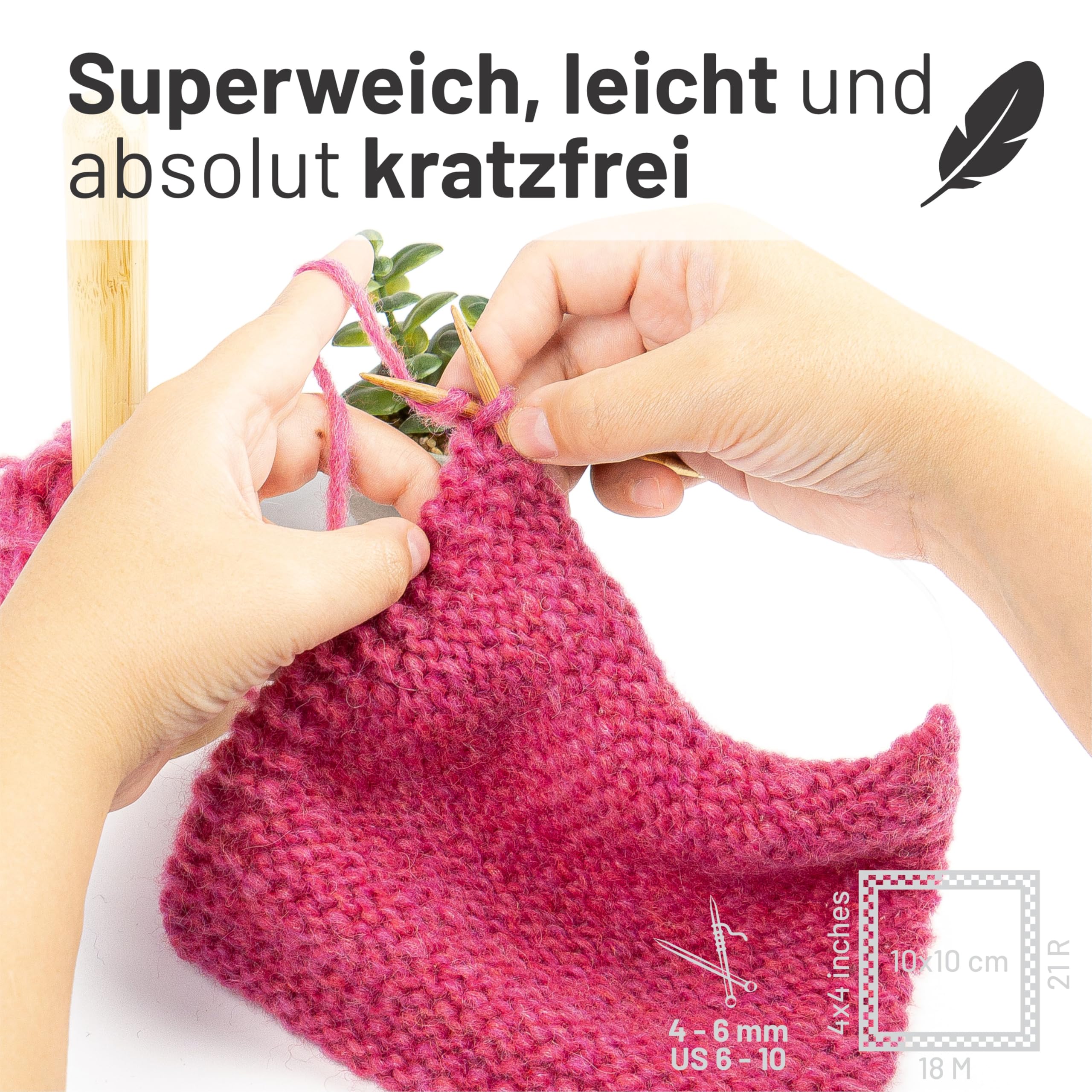 HANSA-FARM |Alpawool Baby Alpaka Light 100 DK im 6er Set - leichte und kratzfreie Wolle zum Stricken & Häkeln - HF191 Himbeersahne heather