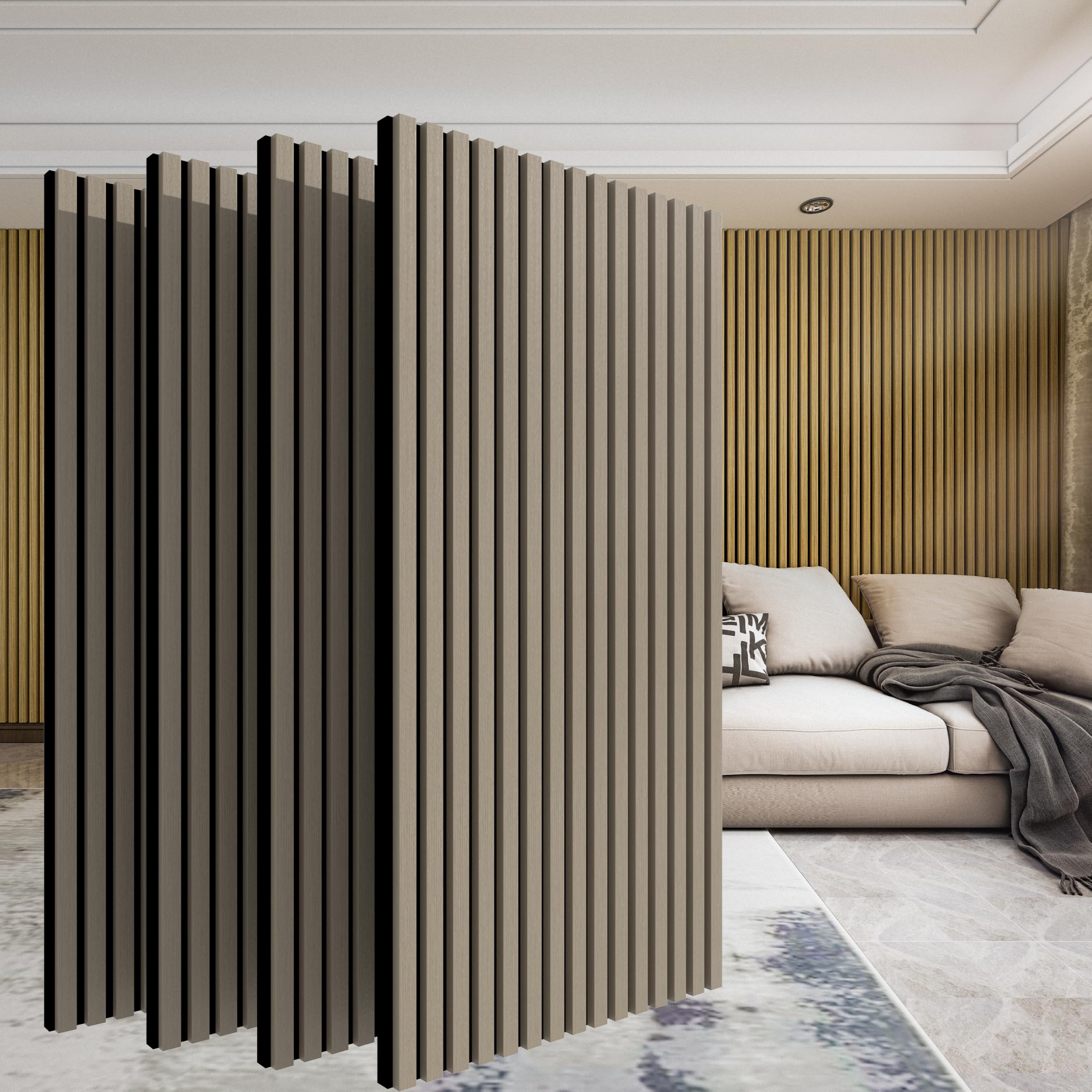 Paneles 3D acústicos de madera autoadhesivos AMIGO pack de 4 piezas en roble oscuro 120x60 cm