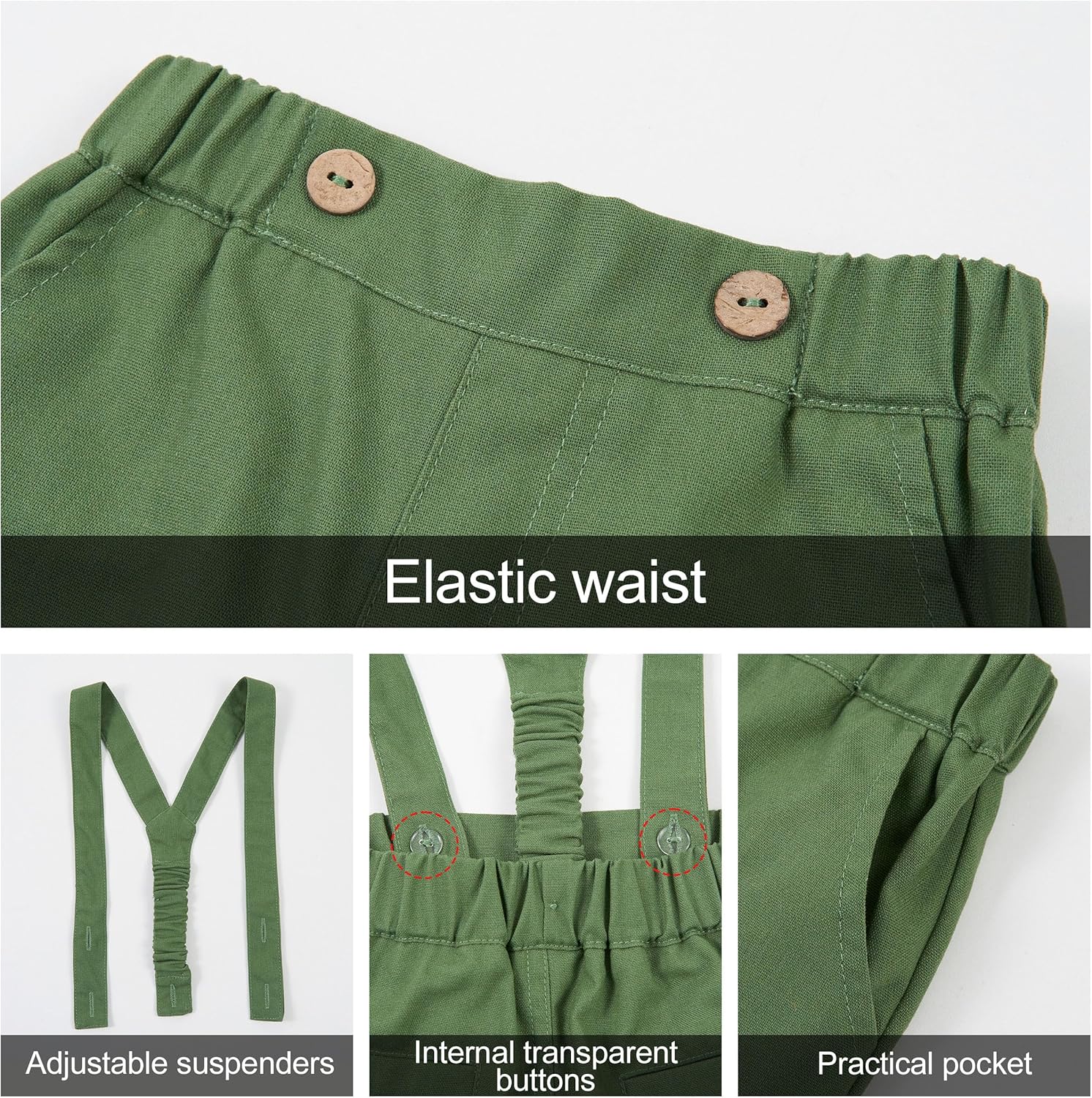 Volunboy Baby Boys Cotton Linen Formal Suspenders Outfits with Bowtie Toddler Long Sleeve Gentleman Wedding Dress Clothes - Image 8