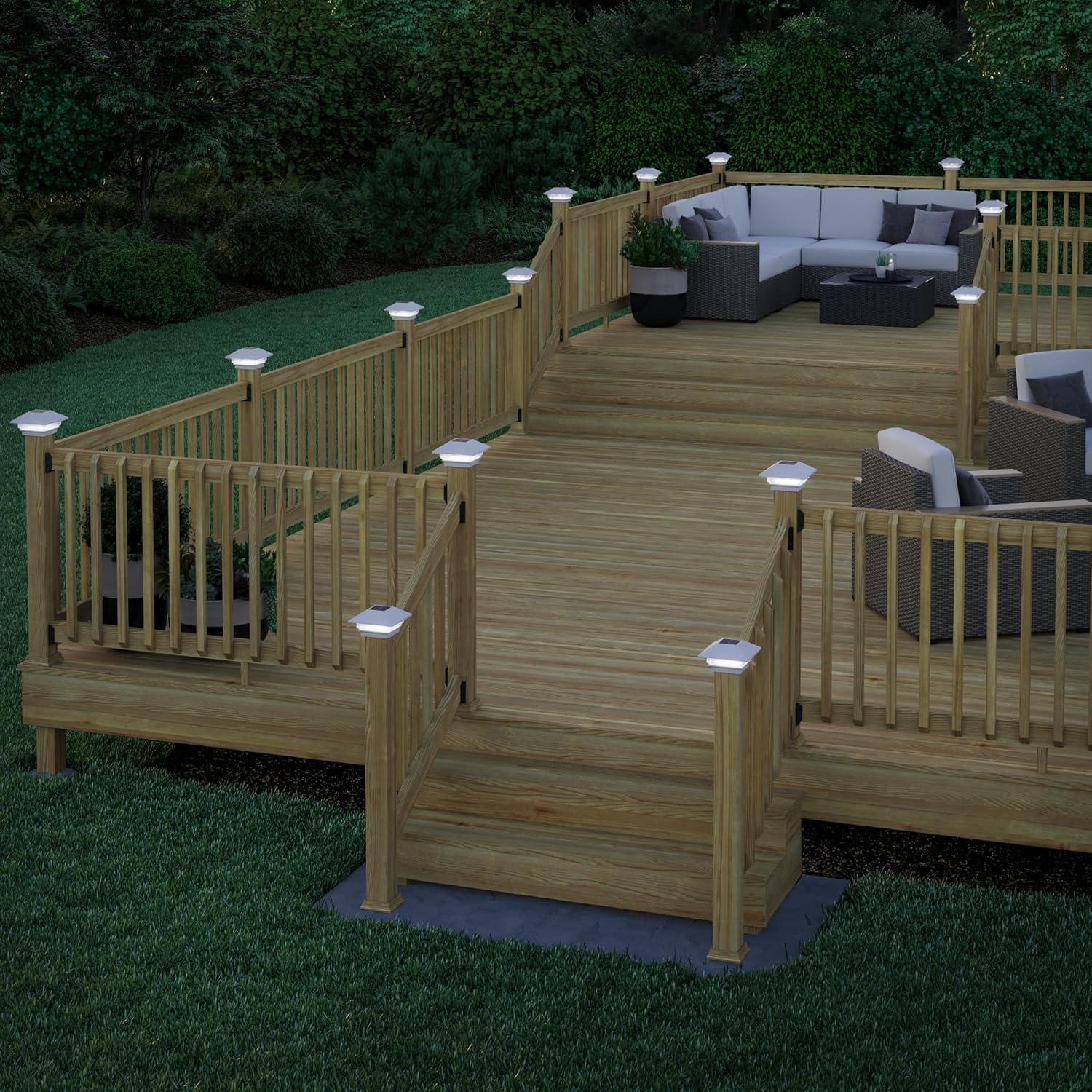 Deckorators 4 in. x 4 in. White Solar Deck Post Cap (6-Pack)