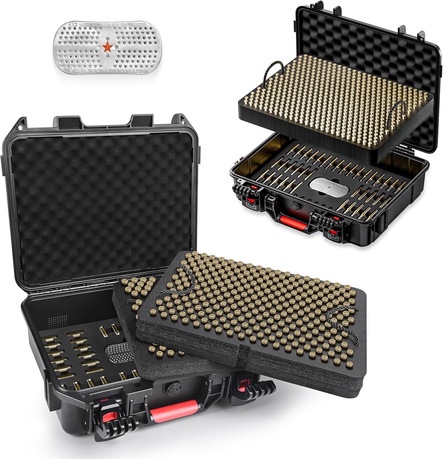10mm Ammo Storage Case with Dessicant and 600 Round Waterproof Bullet Locking Storage Box