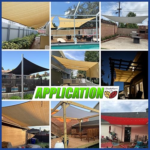 Miniatura 2 de ShadeMart Toldo rectangular beige de 14 x 20 pies, pantalla de tela smTAPR0814, permeable al agua y al aire y resistente a los rayos UV, resistente,